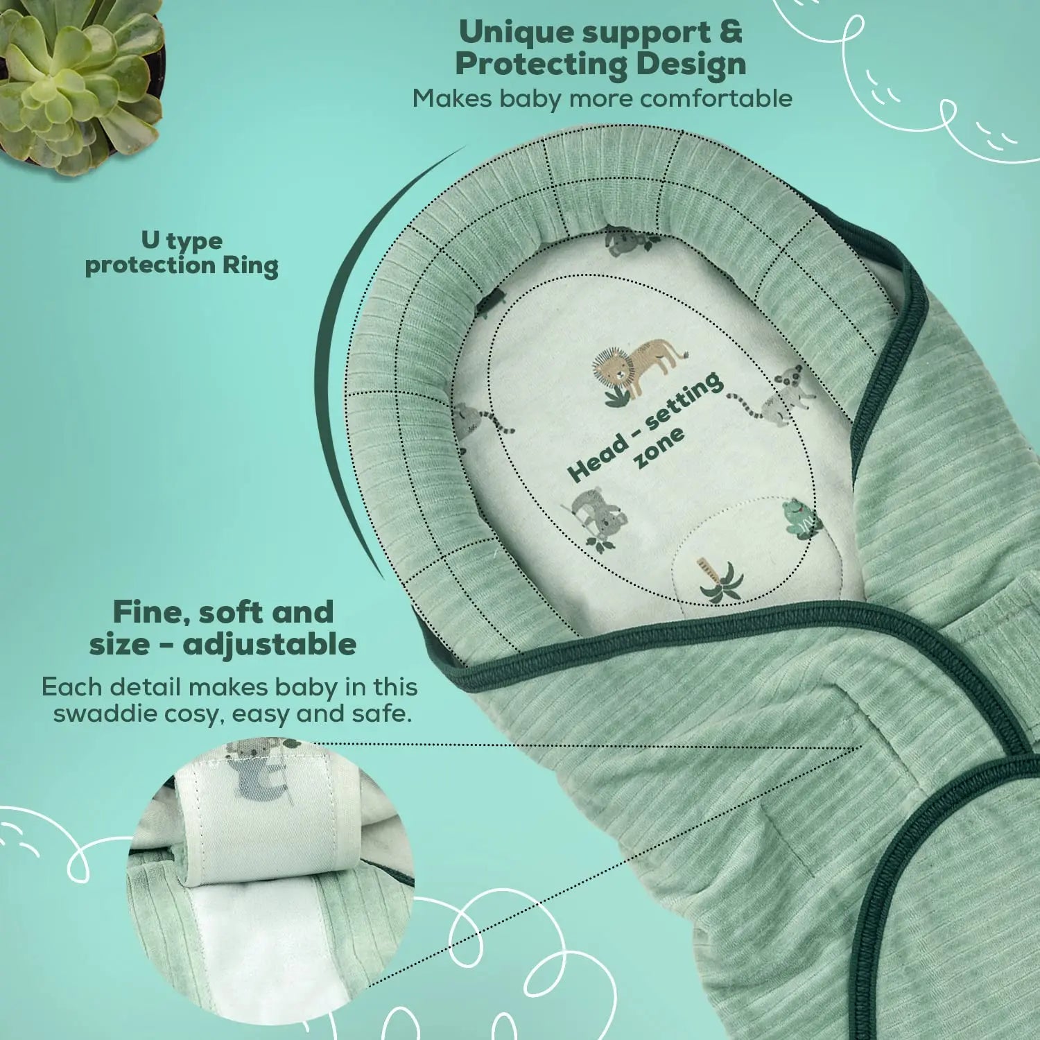 Baybee Cotton Baby Snuggle Pod Swaddle Wrap for Newborn - Image 31