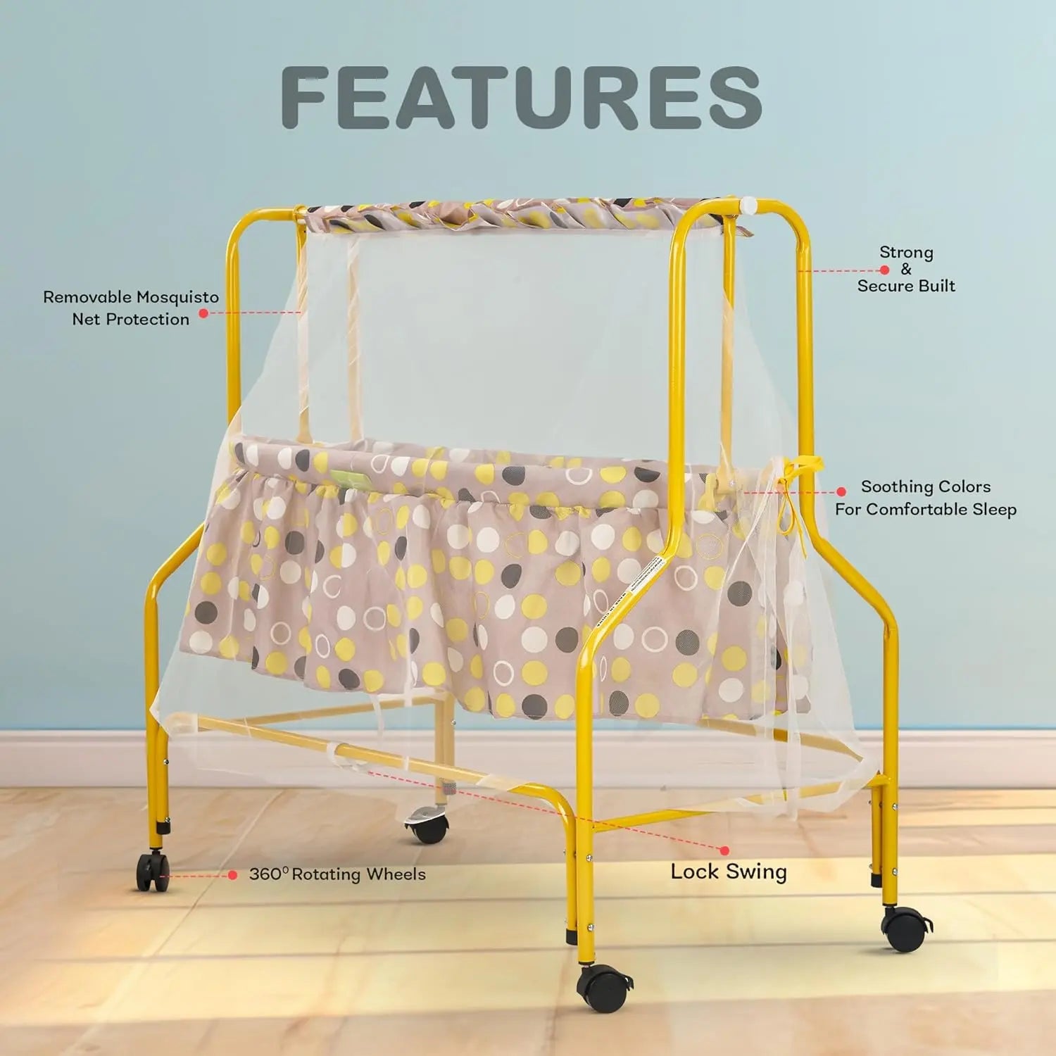 Baybee Dwellie Baby Swing Cradle for Baby, Jhula Palna for Babies with Swing Bed - Image 3