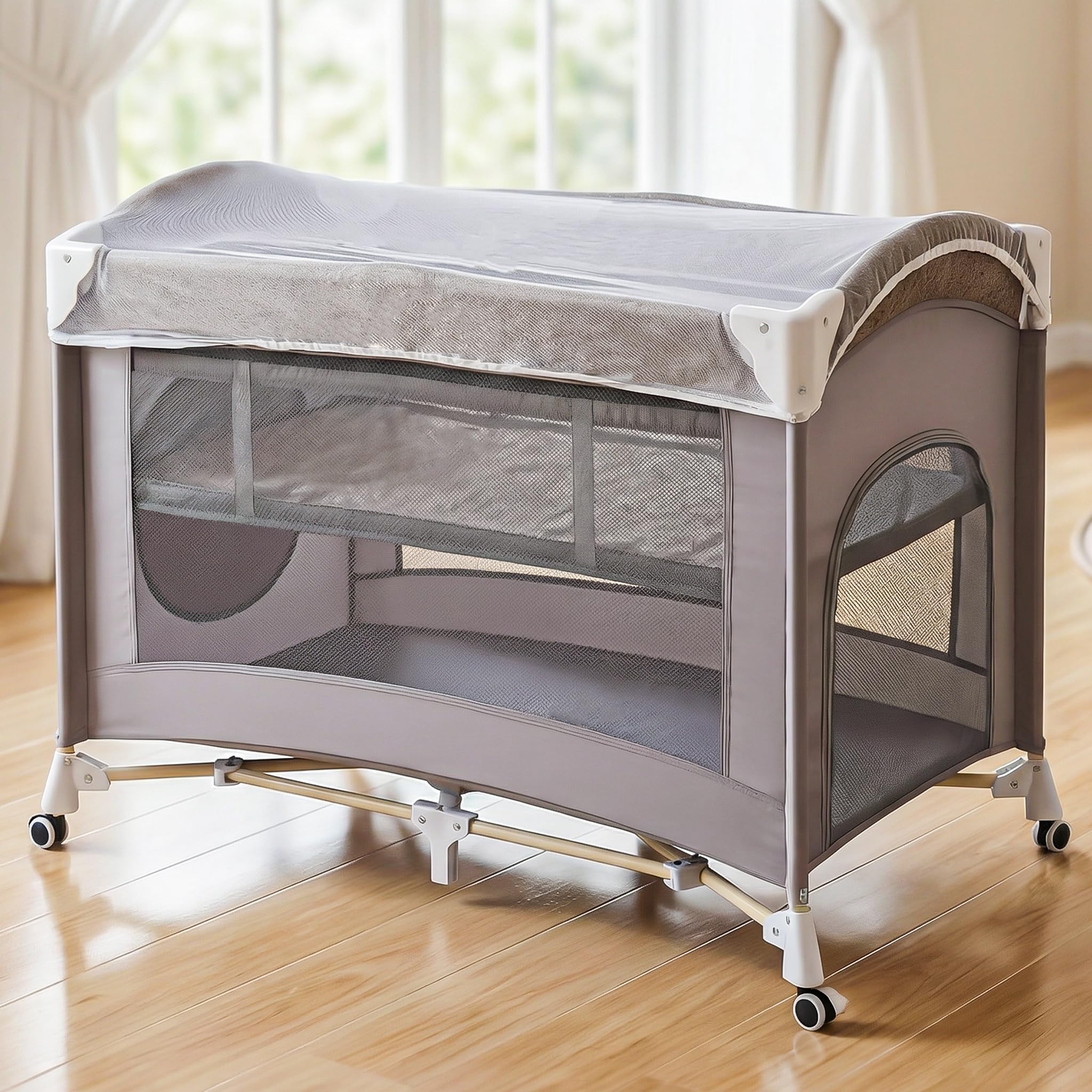 Baybee_3_IN_1_Baby_Bedside_Crib_with_Playpen_for_Babies_01 Baybee 3 IN 1 Baby Bedside Crib with Playpen for Babies - Image 1