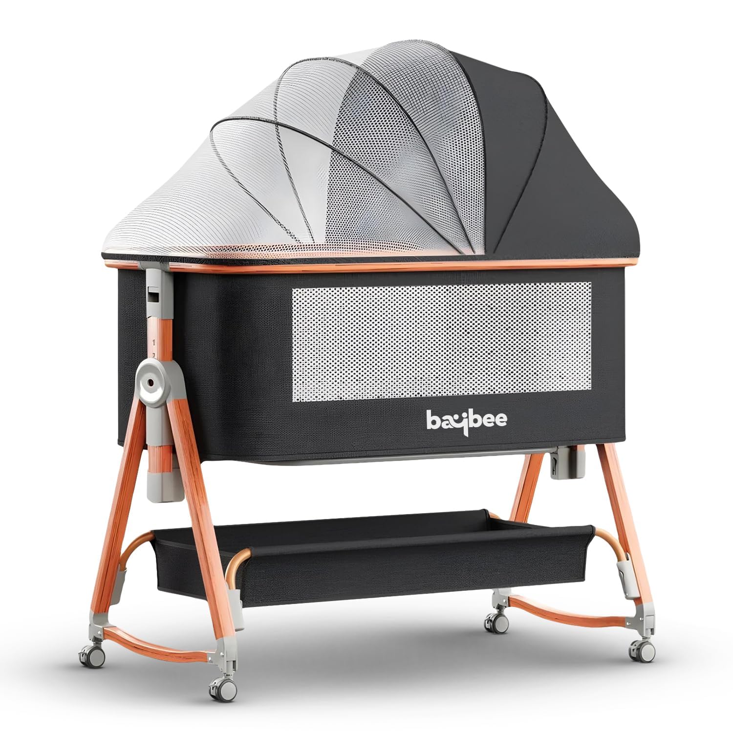 Baybee 3 in 1 Baby Bedside Crib Cradle with 6 Height Adjustments - Image 9
