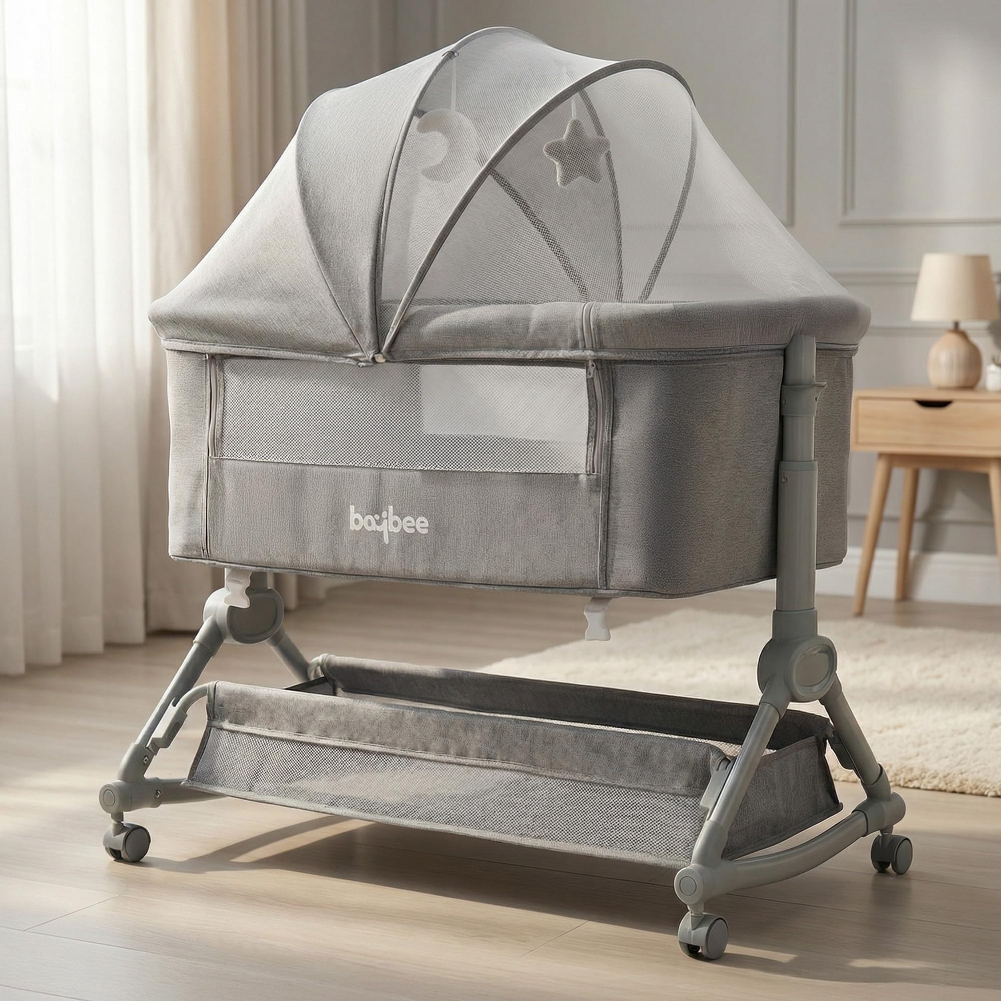 Baybee_Bedside_Crib_for_Baby_with_Rocking_Mode_01 Baybee Bedside Crib for Baby with Rocking Mode - Image 1
