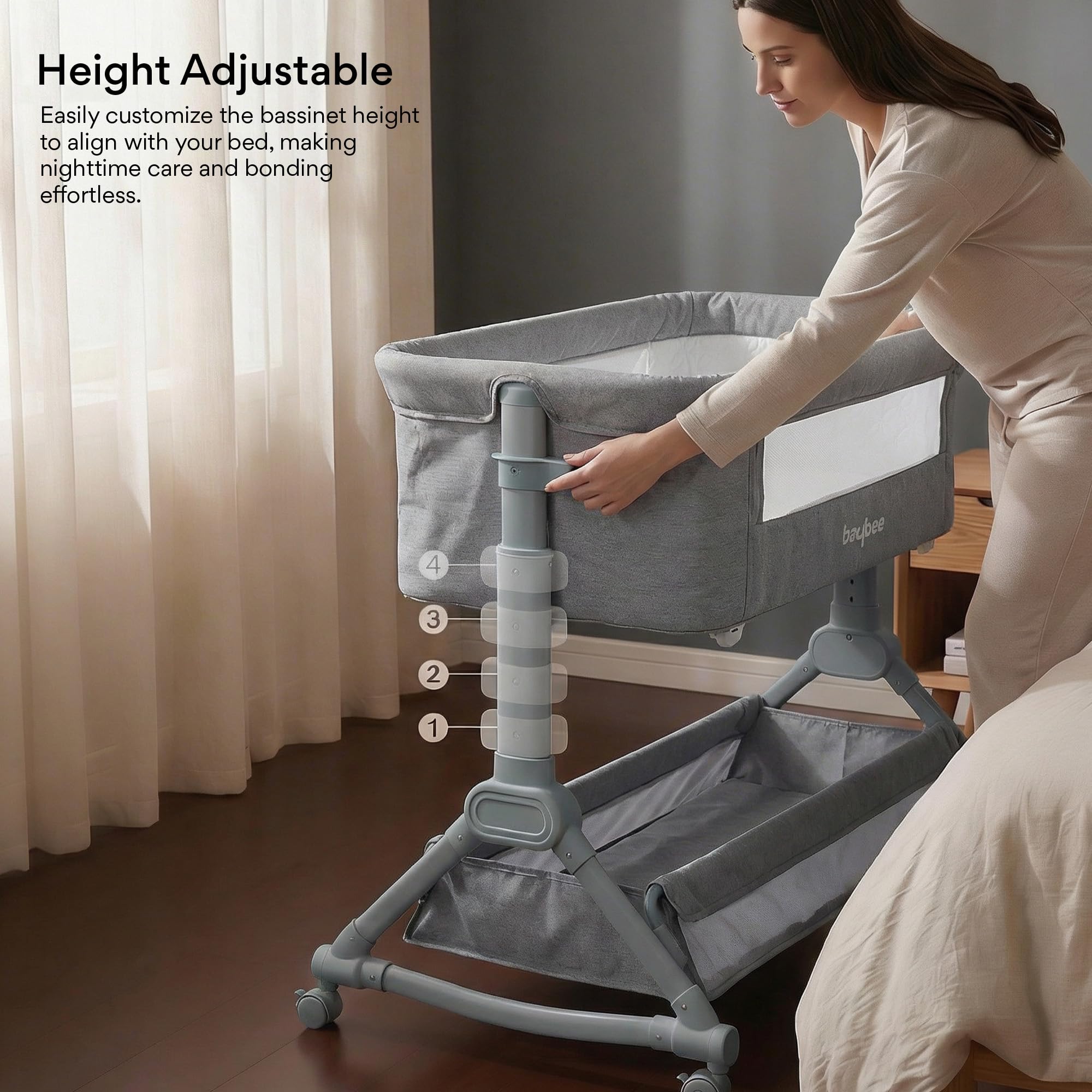 Baybee Bedside Crib for Baby with Rocking Mode - Image 4