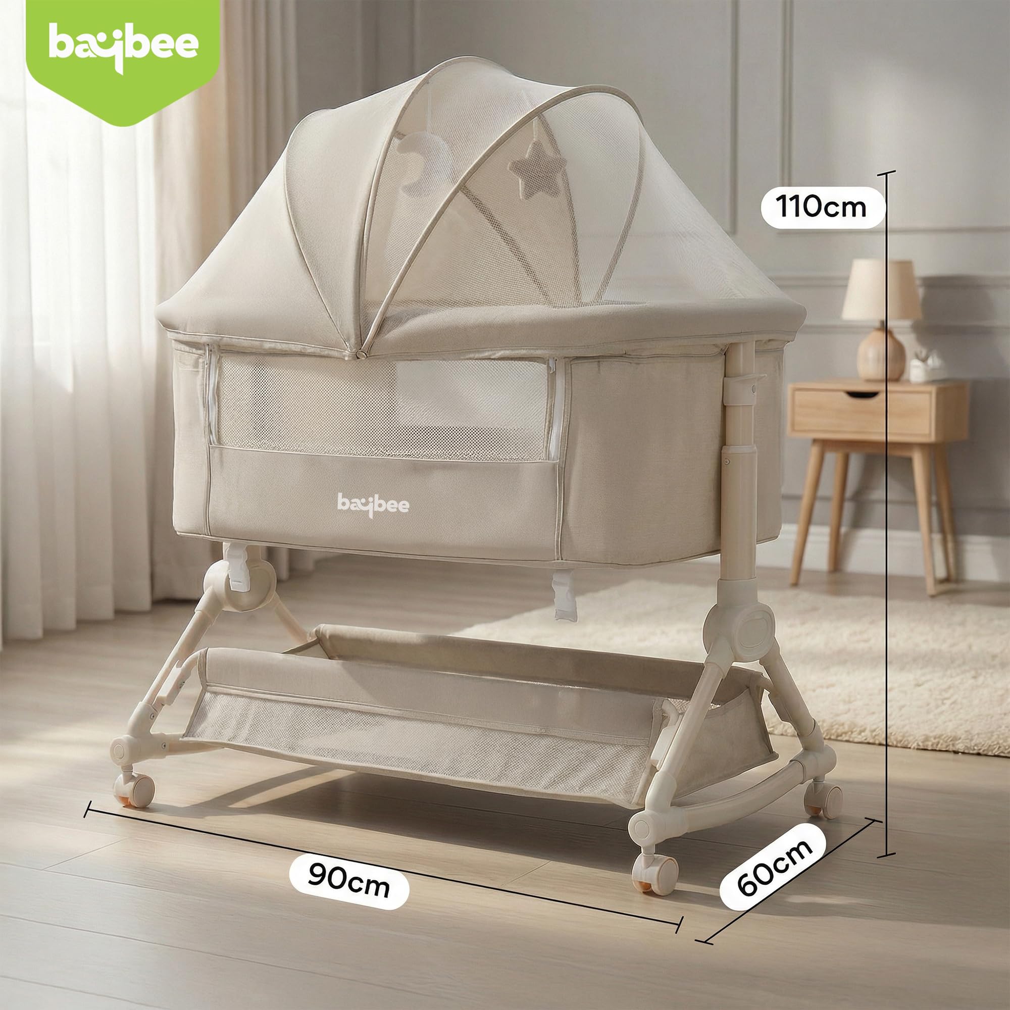 Baybee Bedside Crib for Baby with Rocking Mode - Image 16