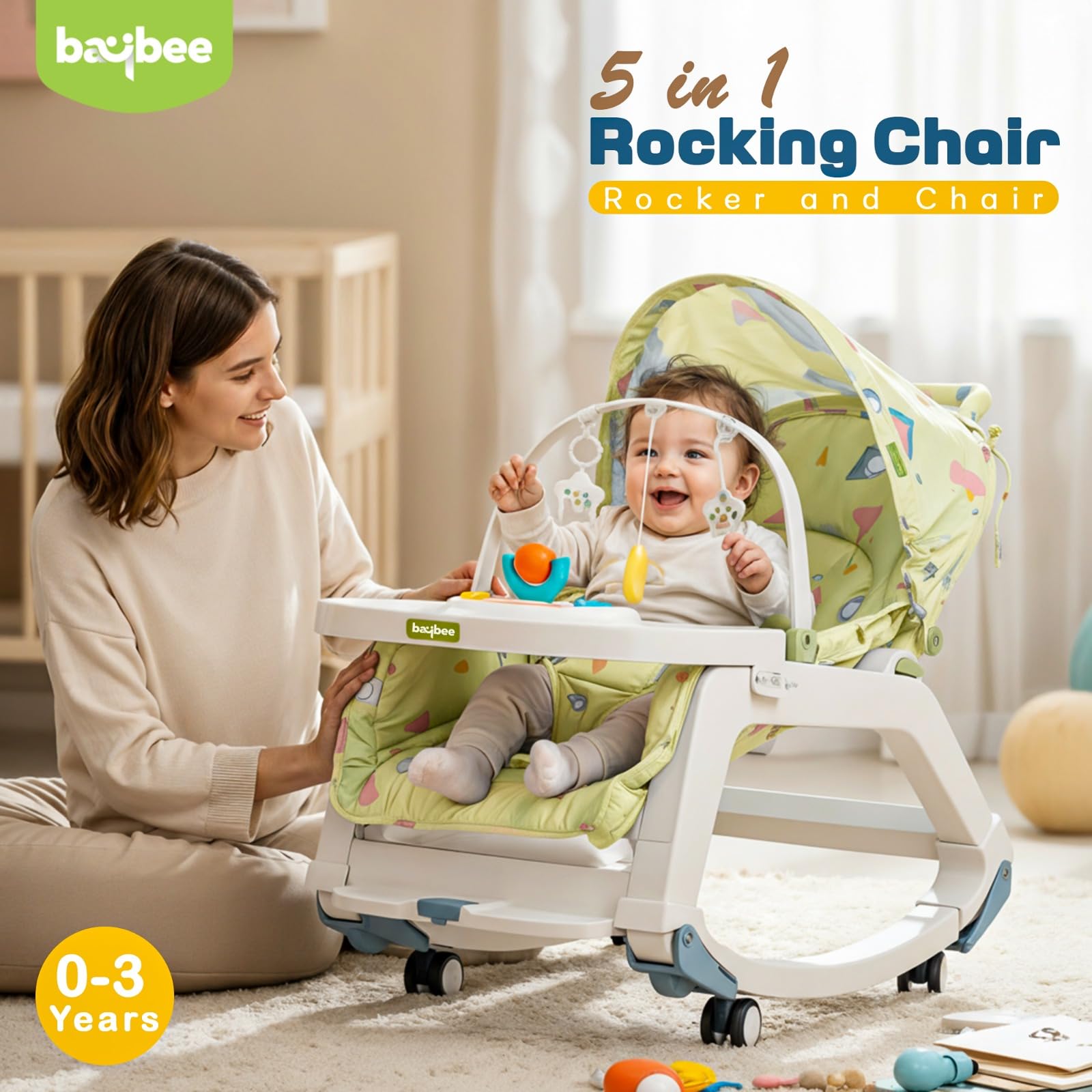 Baybee 5 in 1 Baby Rocking Chair for Kids - Image 35