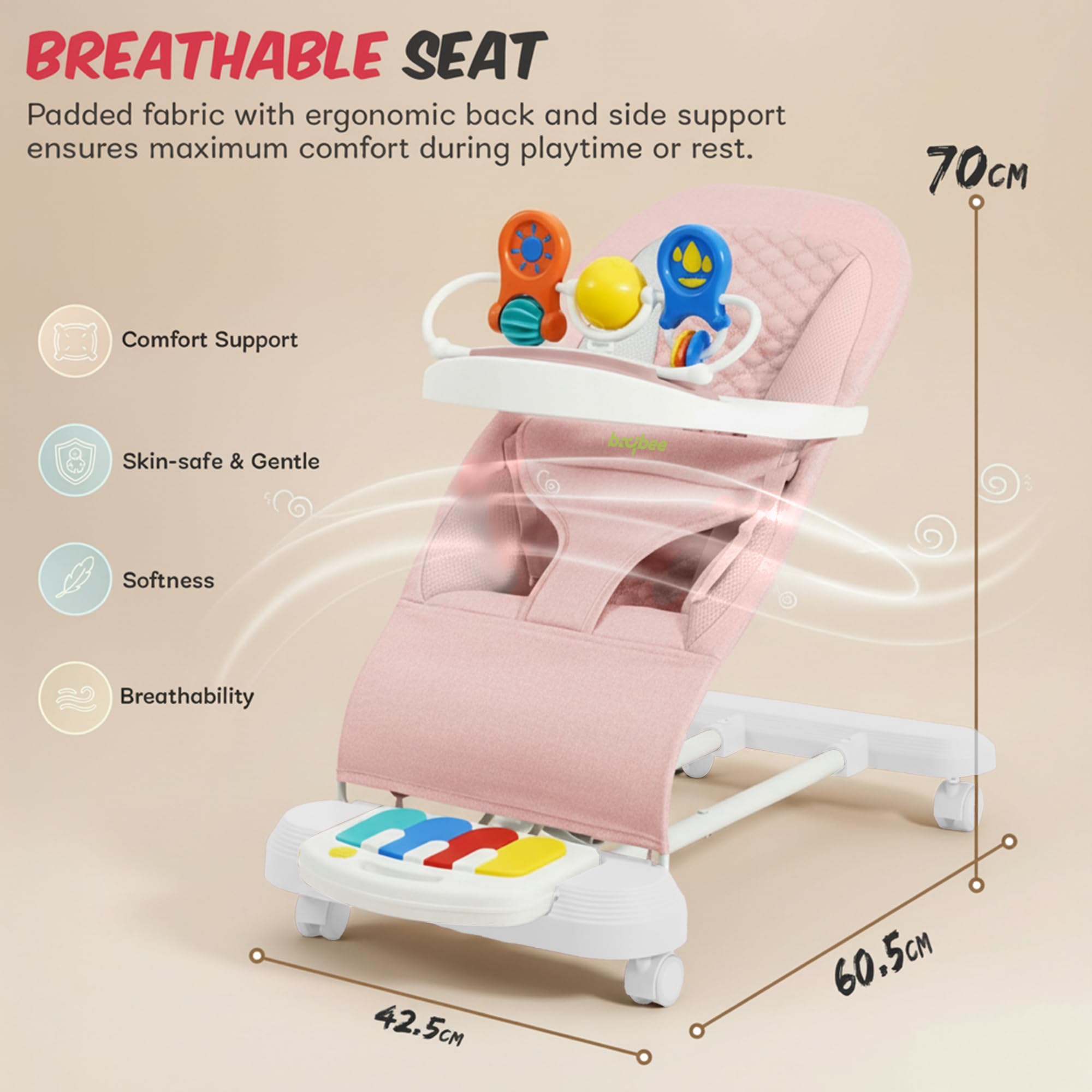 Baybee Nestra Rocker for Baby Bouncer with Music - Image 8