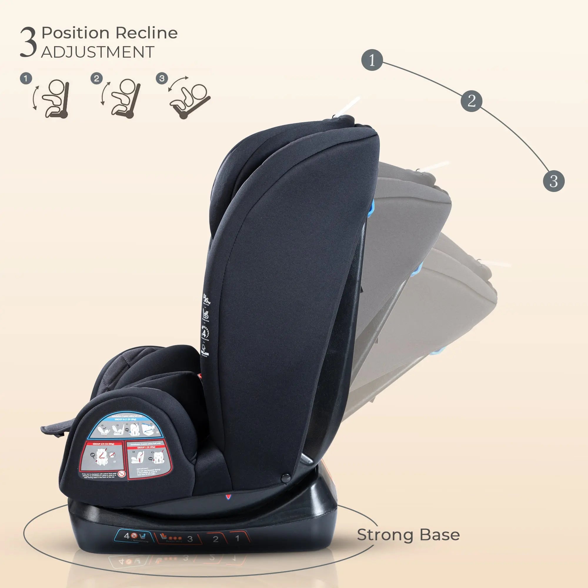 Baybee Convertible Infant Car Seat for Baby 0 to 12 Years with 3 Position Recline - Image 3