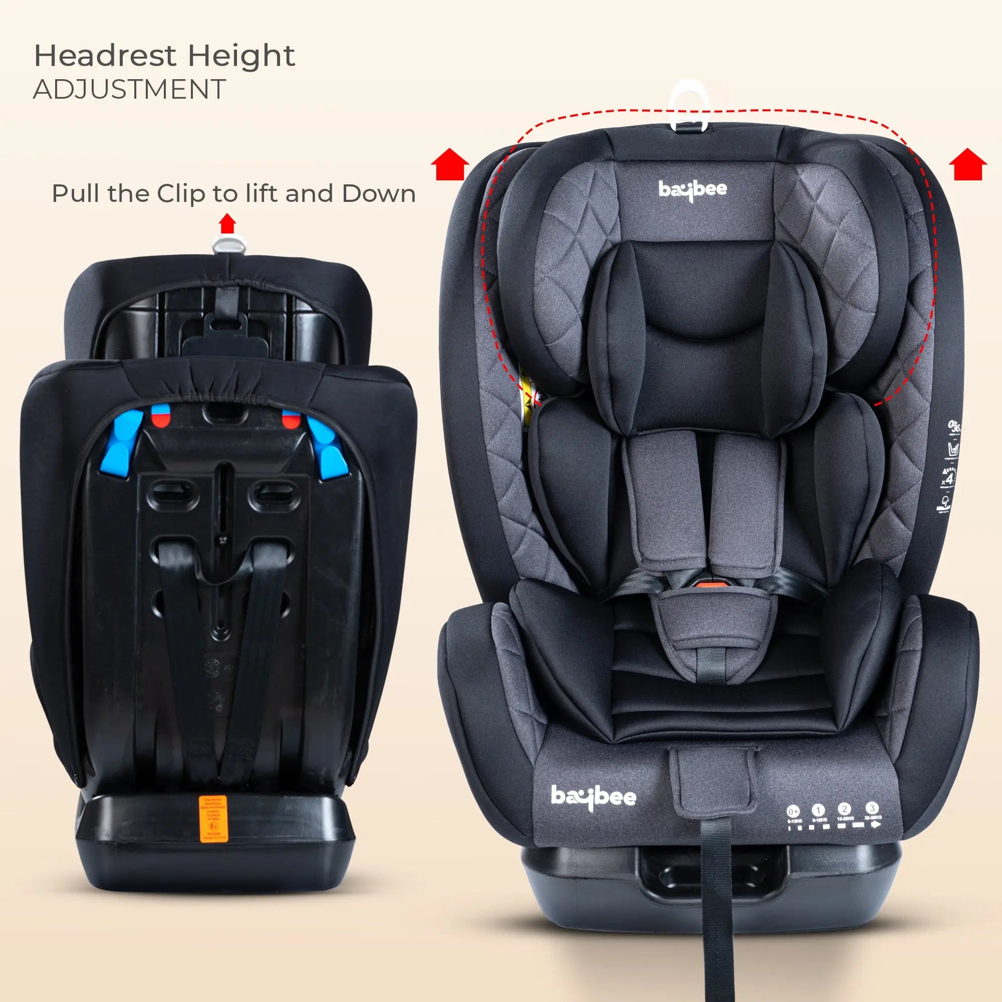 Baybee Convertible Infant Car Seat for Baby 0 to 12 Years with 3 Position Recline - Image 4