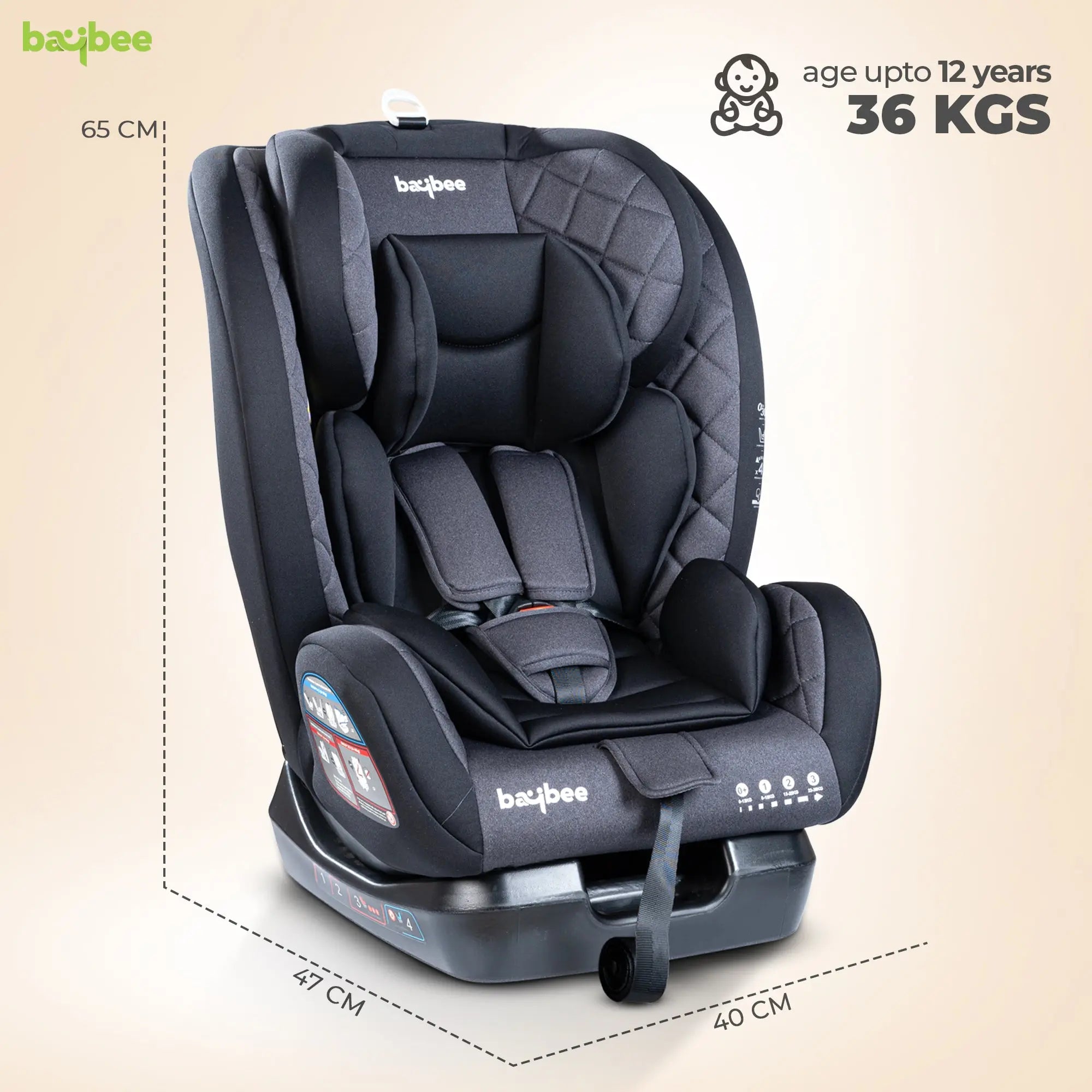 Baybee Convertible Infant Car Seat for Baby 0 to 12 Years with 3 Position Recline - Image 9