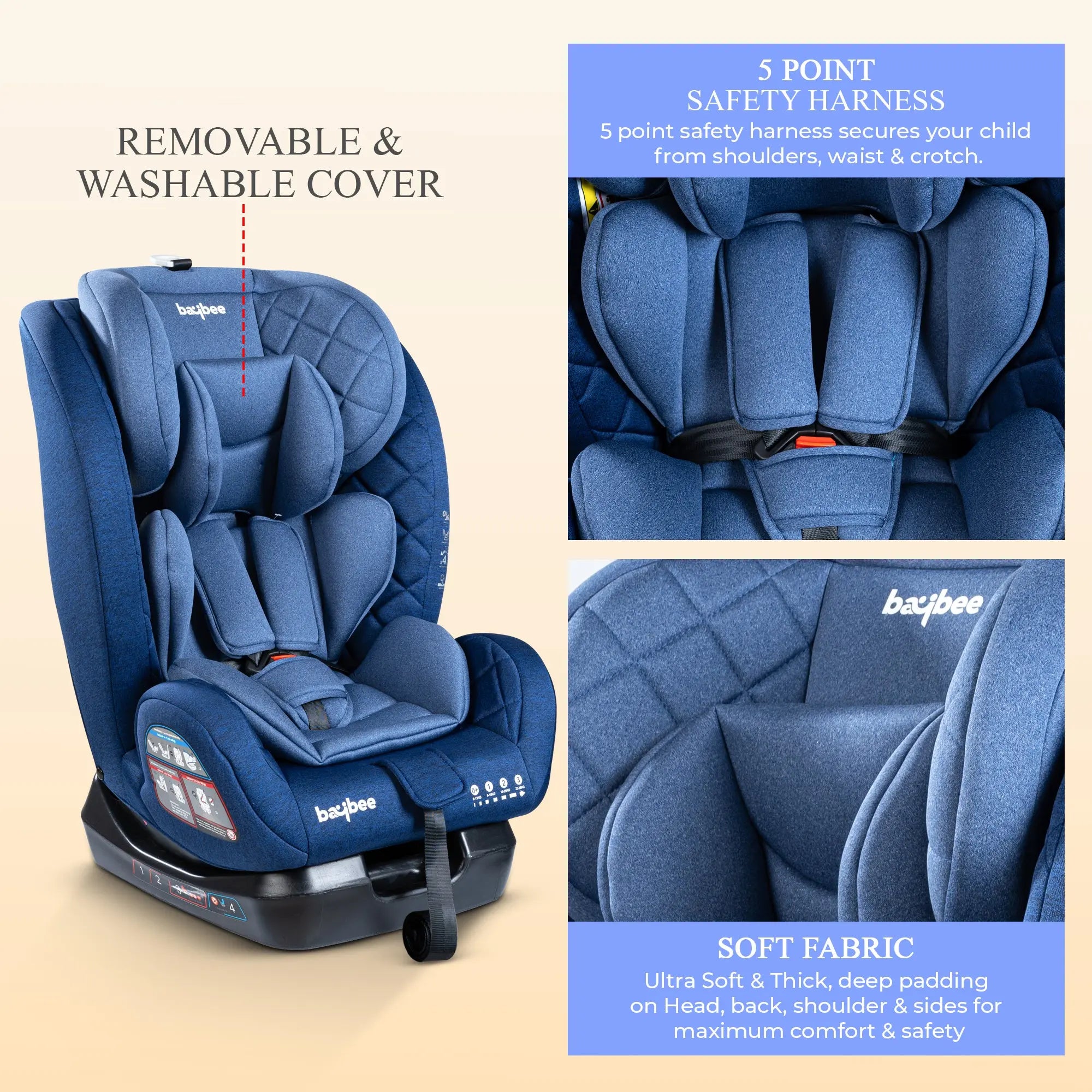 Baybee Convertible Infant Car Seat for Baby 0 to 12 Years with 3 Position Recline - Image 13