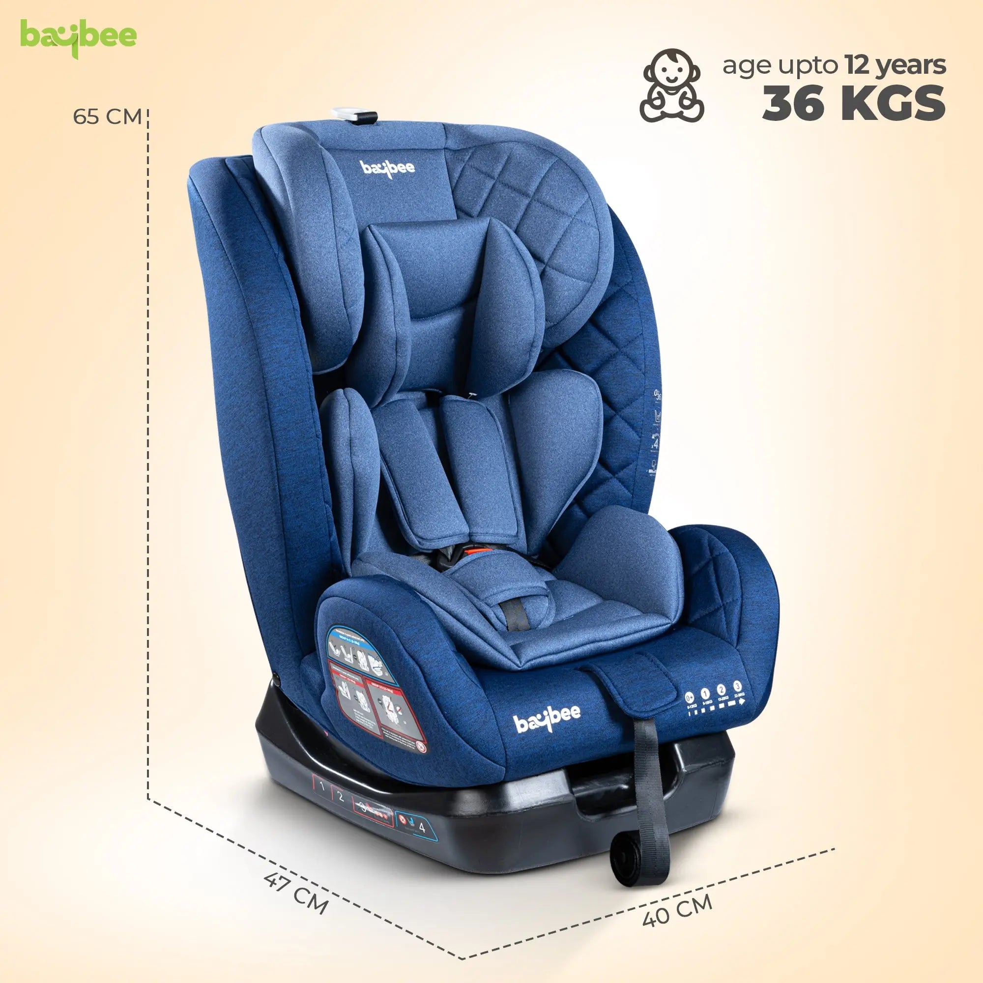 Baybee Convertible Infant Car Seat for Baby 0 to 12 Years with 3 Position Recline - Image 15