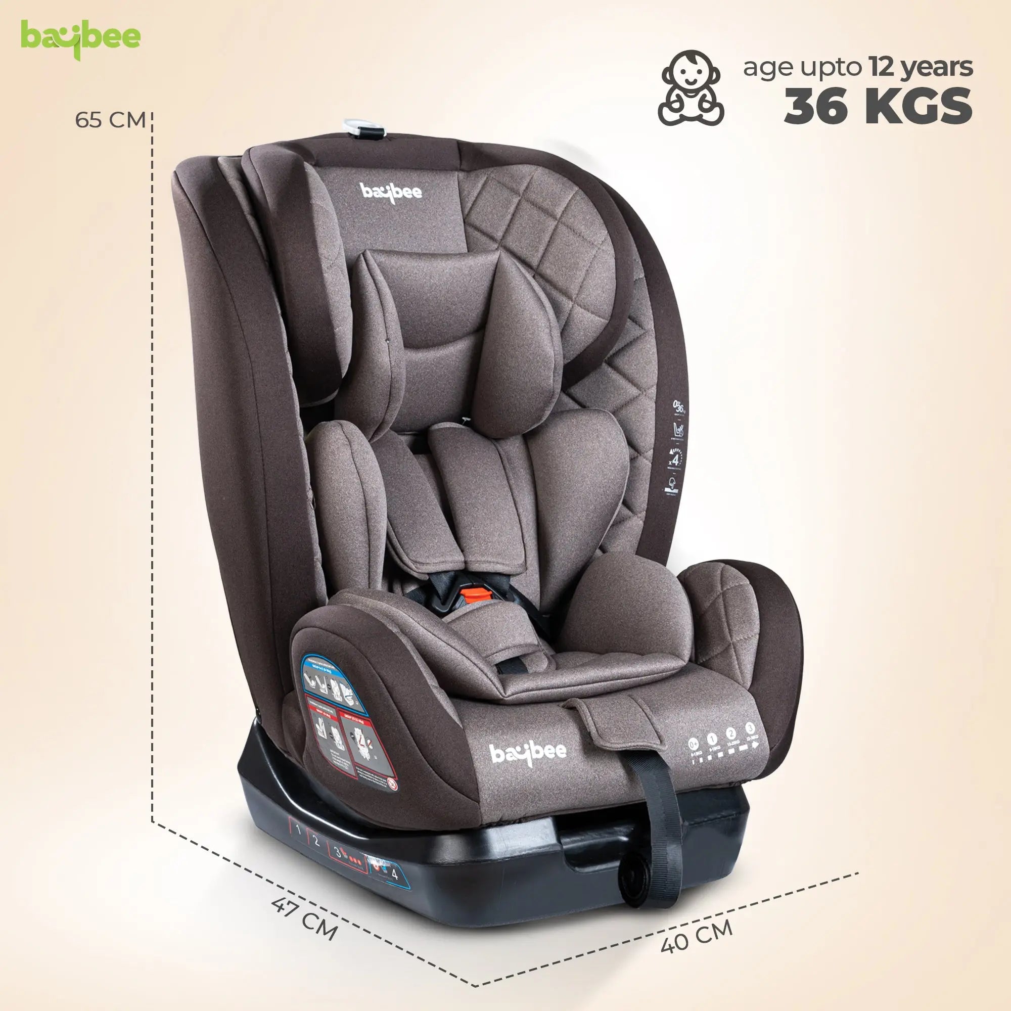 Baybee Convertible Infant Car Seat for Baby 0 to 12 Years with 3 Position Recline - Image 27