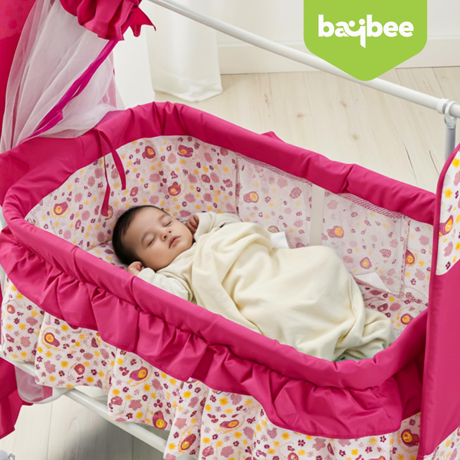 Baybee Baby Swing Cradle for Newborn Babies with Mosquito Net, Infant Jhula, Palna for Kids - Image 2