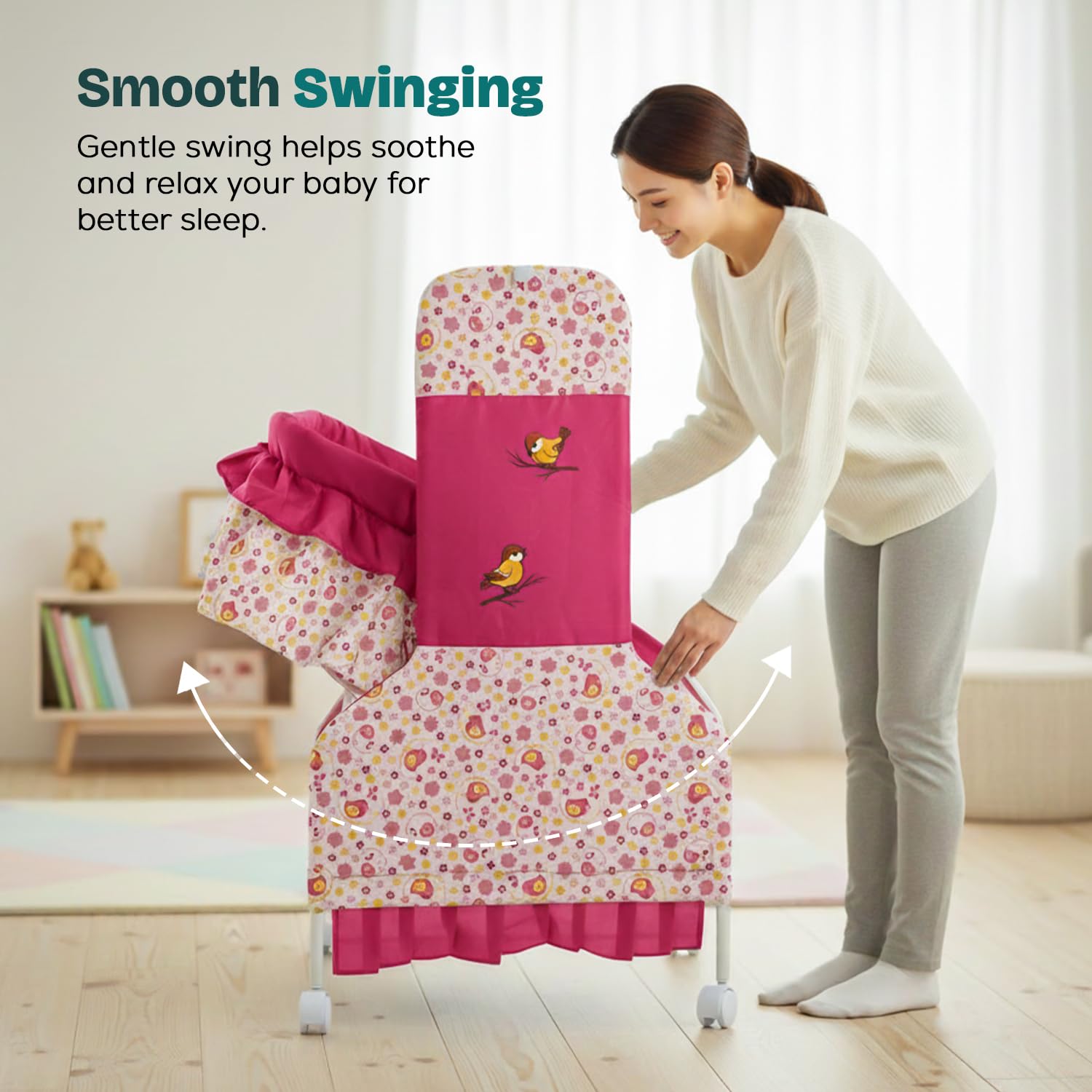 Baybee Baby Swing Cradle for Newborn Babies with Mosquito Net, Infant Jhula, Palna for Kids - Image 3
