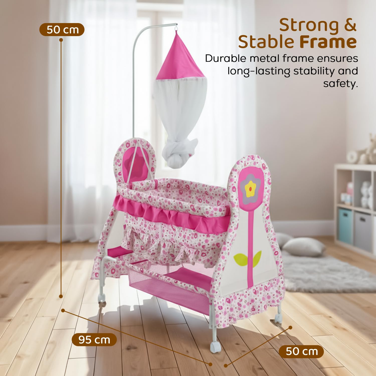 Baybee Baby Swing Cradle with Mosquito Net Infant Jhula & Palna for Newborns - Image 7