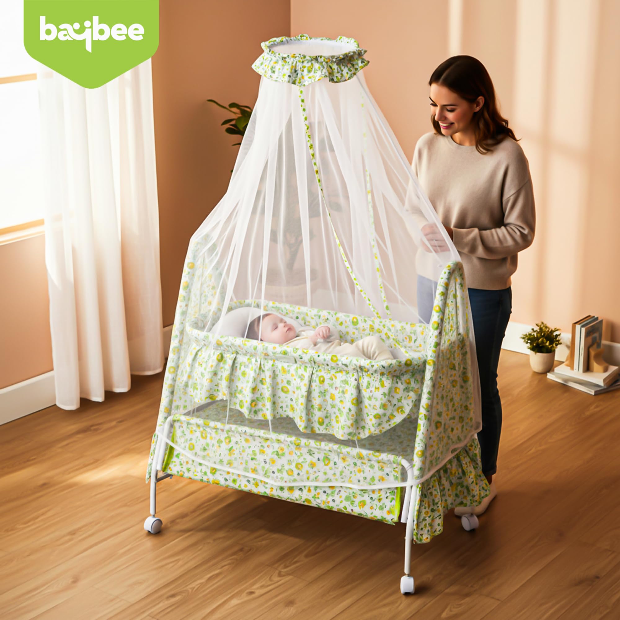 Baybee DOZY Baby Swing Cradle for Newborns with Mosquito Net Portable Infant Palna Jhula - Image 2