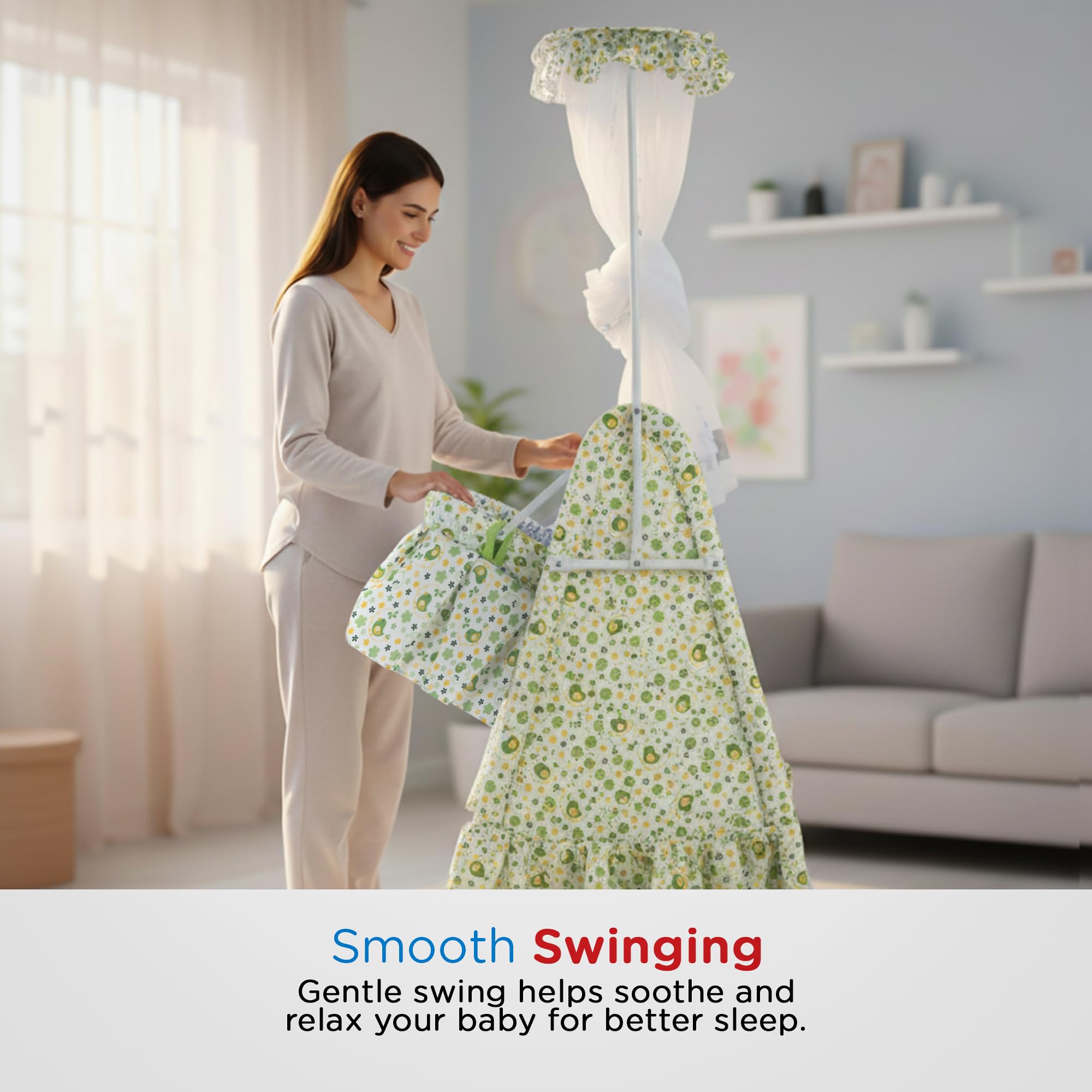 Baybee DOZY Baby Swing Cradle for Newborns with Mosquito Net Portable Infant Palna Jhula - Image 4