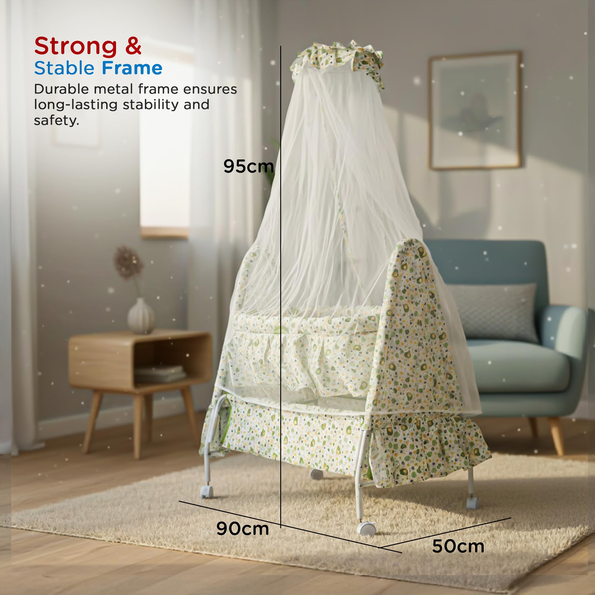 Baybee DOZY Baby Swing Cradle for Newborns with Mosquito Net Portable Infant Palna Jhula - Image 7