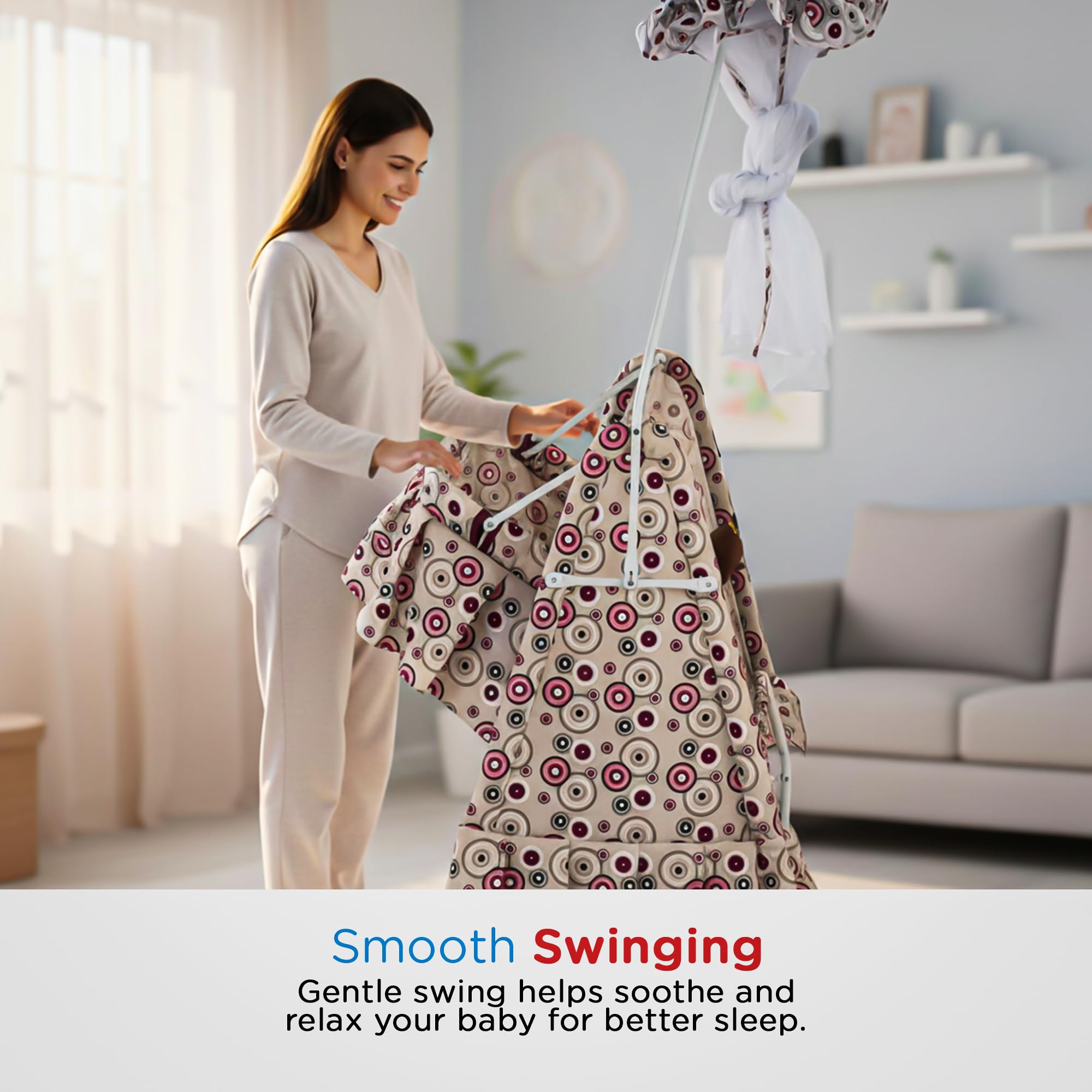 Baybee DOZY Baby Swing Cradle for Newborns with Mosquito Net Portable Infant Palna Jhula - Image 11