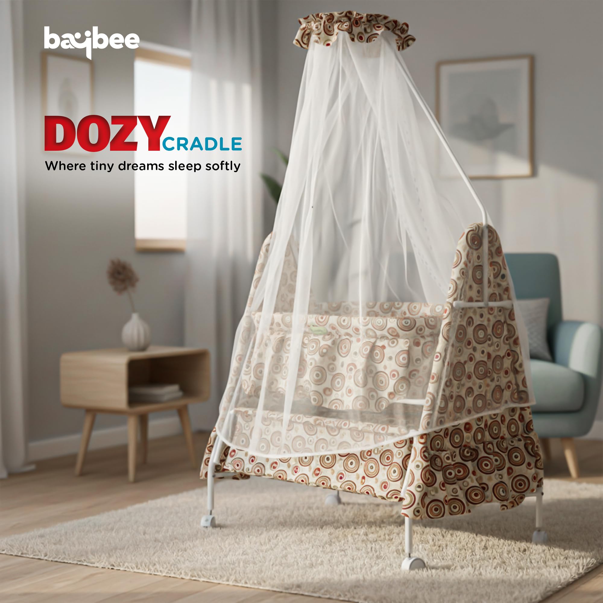 Baybee DOZY Baby Swing Cradle for Newborns with Mosquito Net Portable Infant Palna Jhula - Image 13