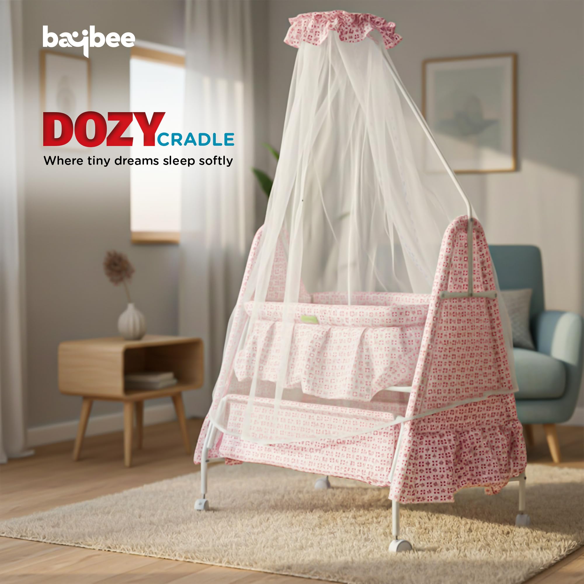 Baybee DOZY Baby Swing Cradle for Newborns with Mosquito Net Portable Infant Palna Jhula - Image 20