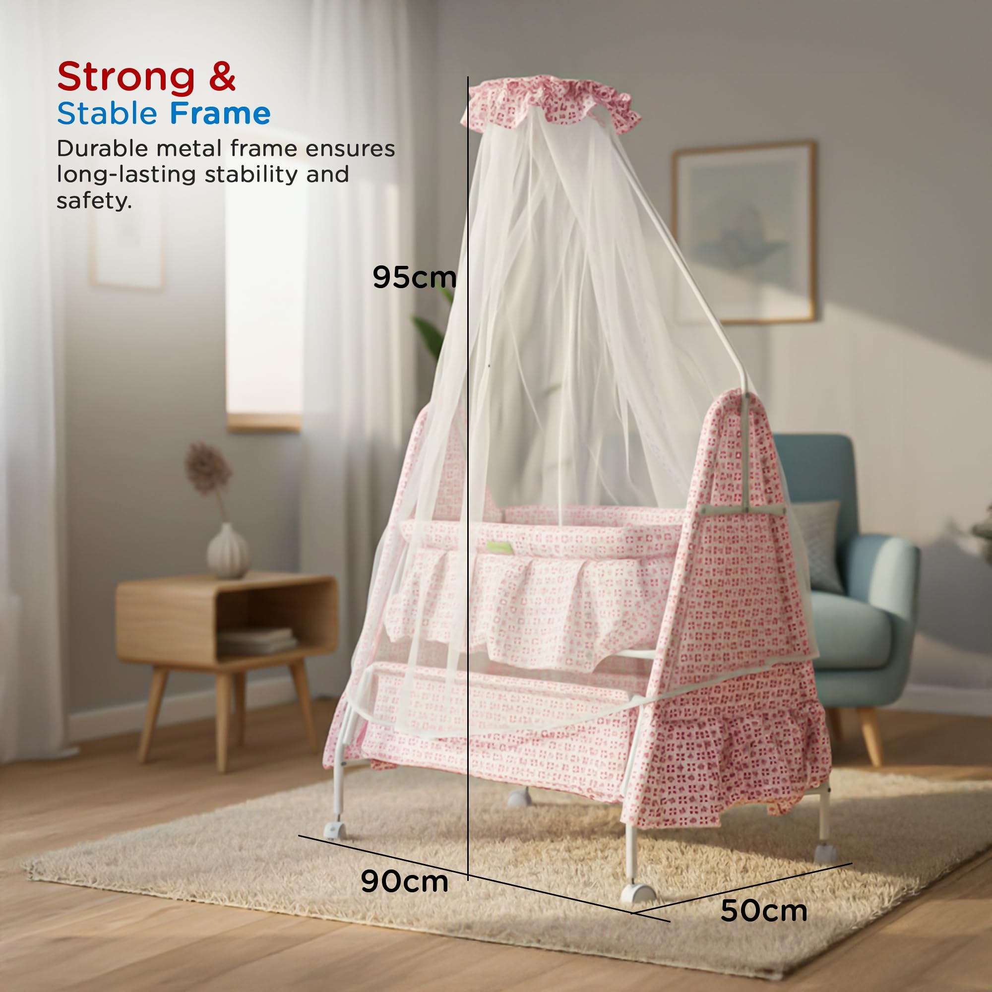 Baybee DOZY Baby Swing Cradle for Newborns with Mosquito Net Portable Infant Palna Jhula - Image 21