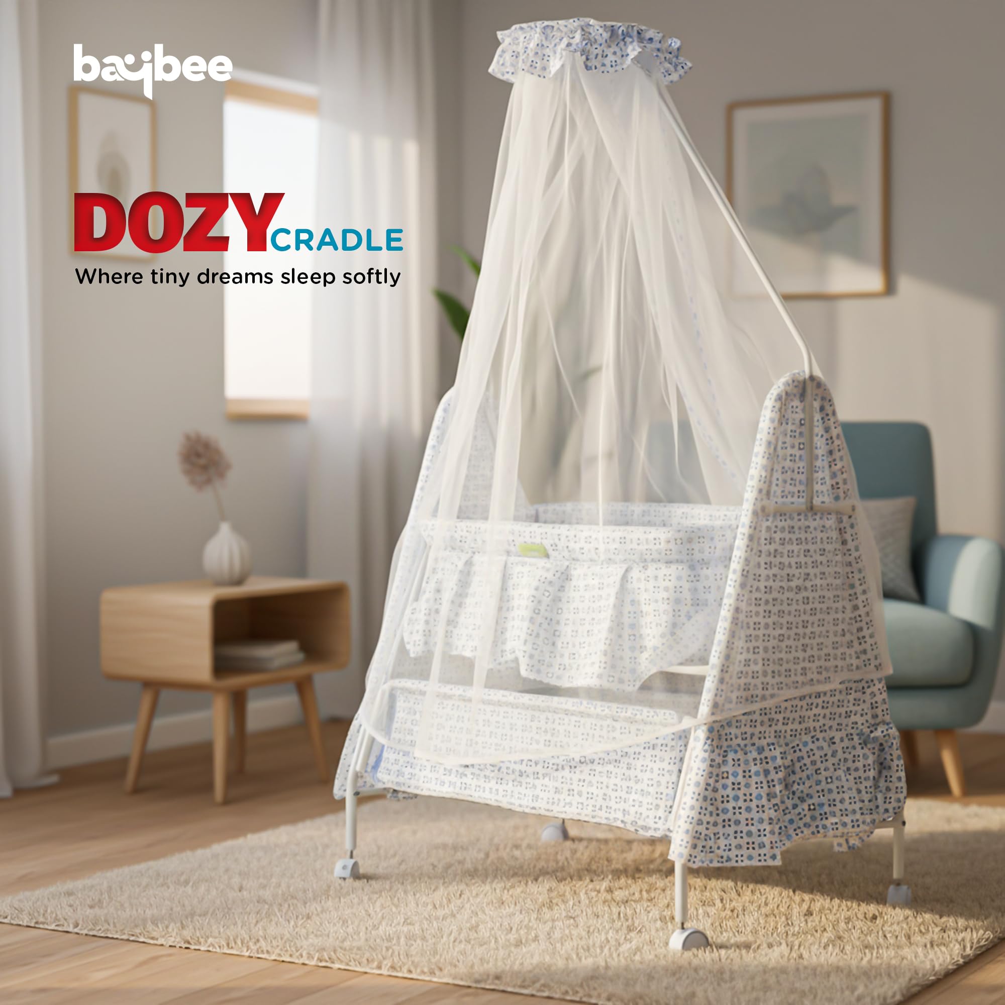 Baybee DOZY Baby Swing Cradle for Newborns with Mosquito Net Portable Infant Palna Jhula - Image 27
