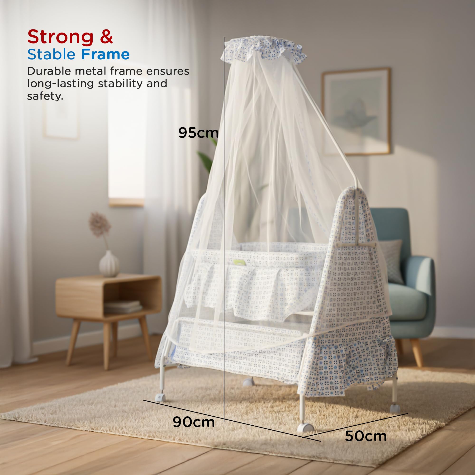 Baybee DOZY Baby Swing Cradle for Newborns with Mosquito Net Portable Infant Palna Jhula - Image 28