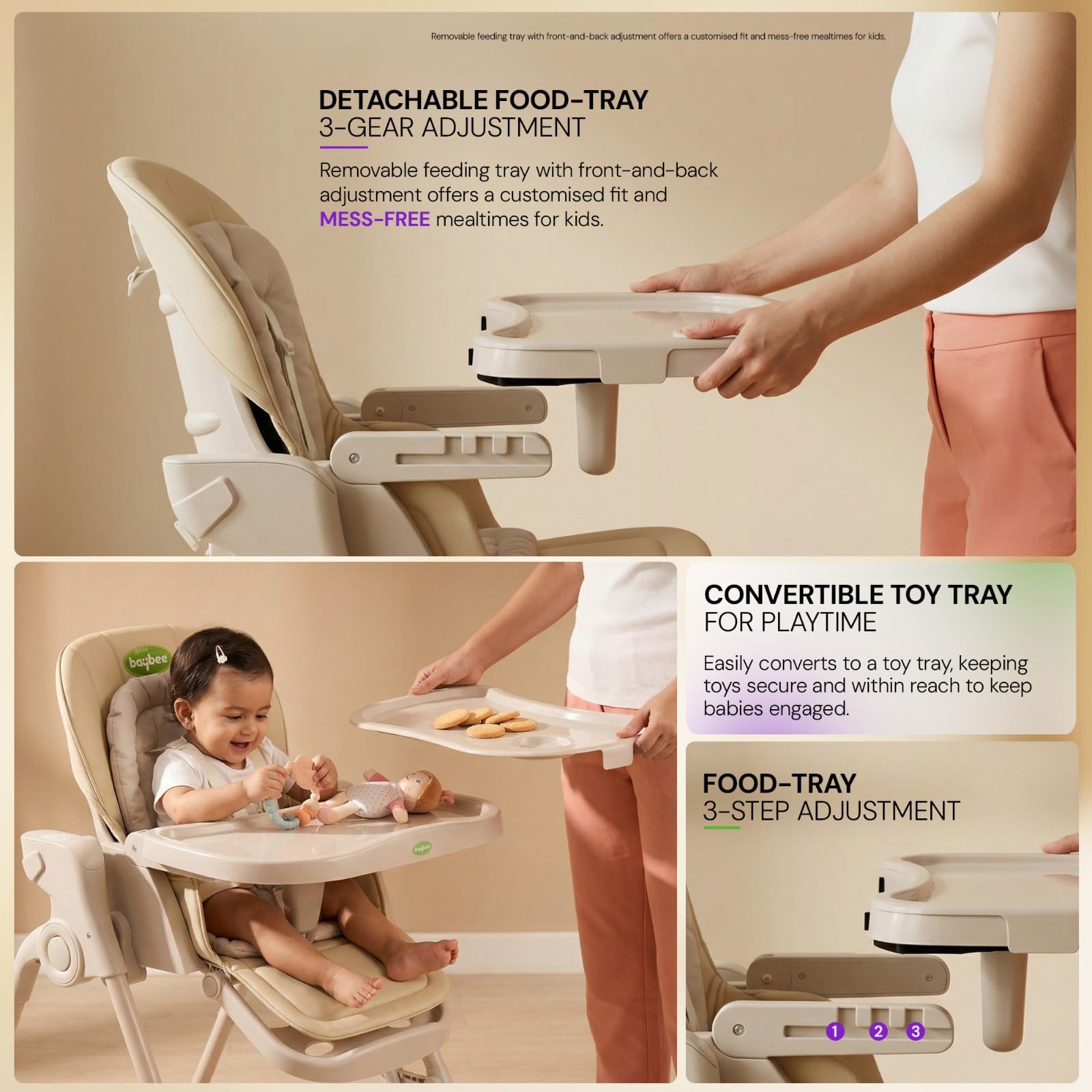 Baybee 3-in-1 Convertible High Chair for Baby - Image 4