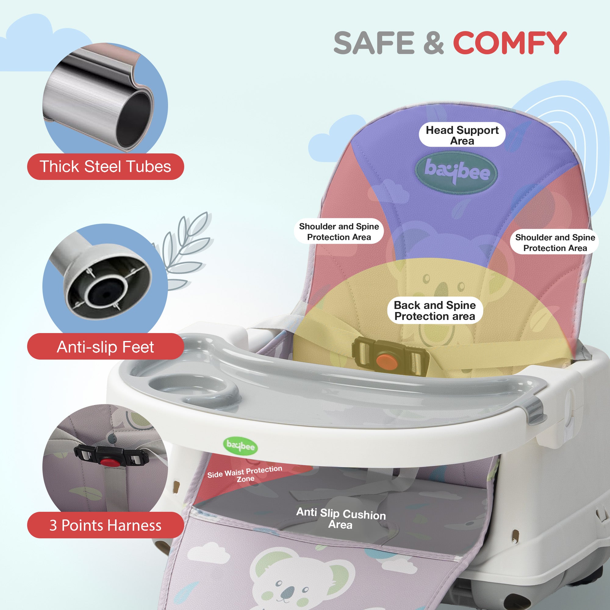 Baybee 4 in 1 Convertible High Chair for Kids Foldable Baby Feeding Chair - Image 21
