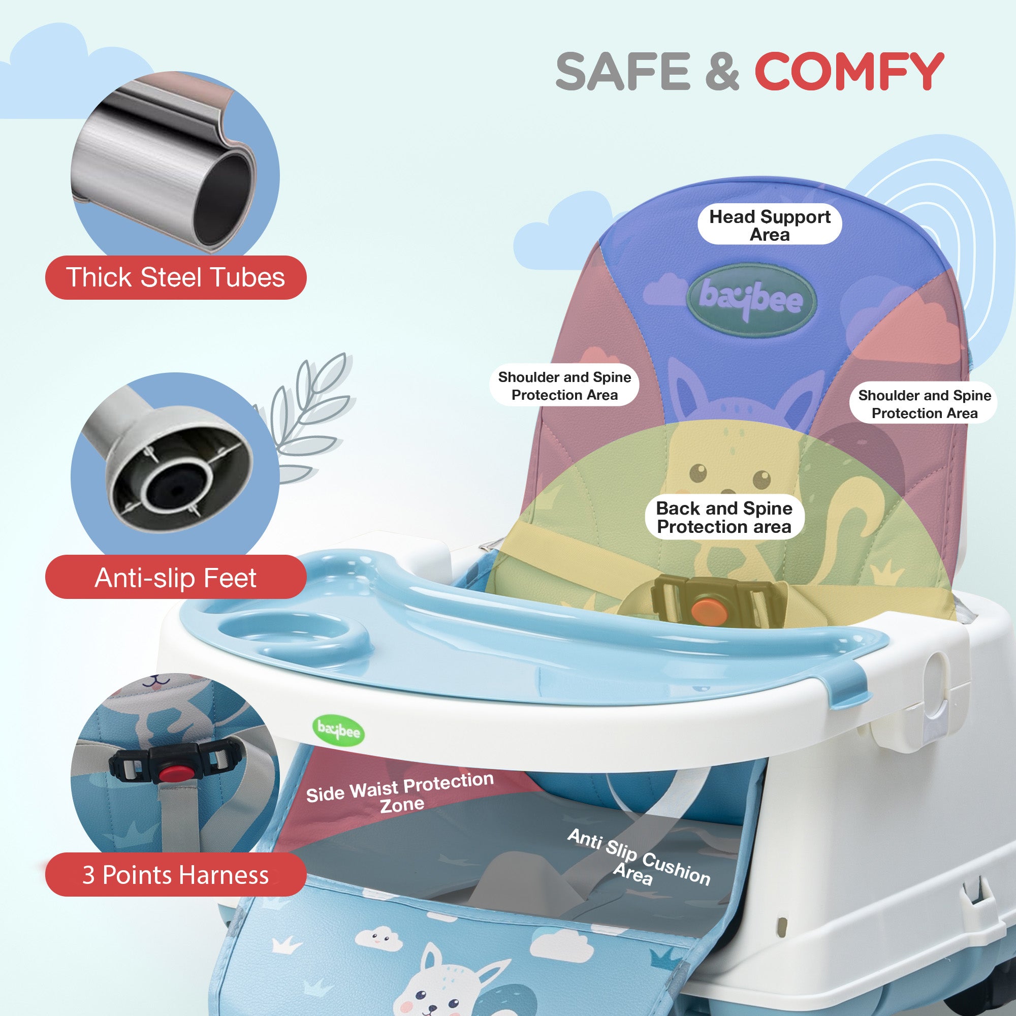 Baybee 4 in 1 Convertible High Chair for Kids Foldable Baby Feeding Chair - Image 30