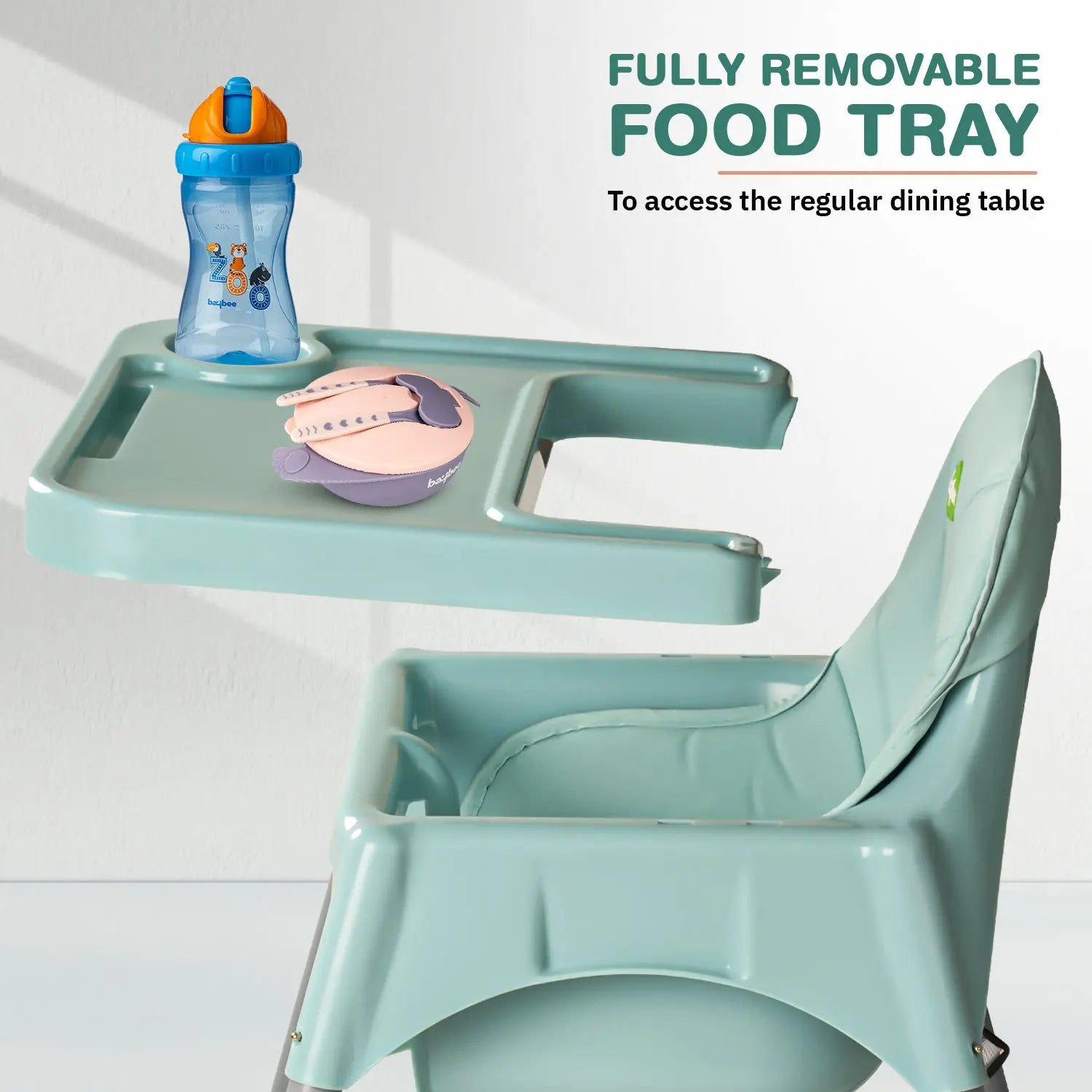 Baybee Clento 2 in 1 Baby High Chair for Kids with 2 Height Adjustable, 3 Point Safety Belt - Image 7