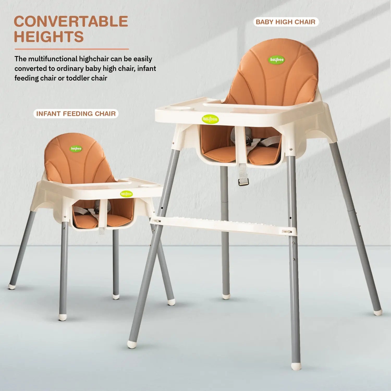 Baybee Clento 2 in 1 Baby High Chair for Kids with 2 Height Adjustable, 3 Point Safety Belt - Image 32