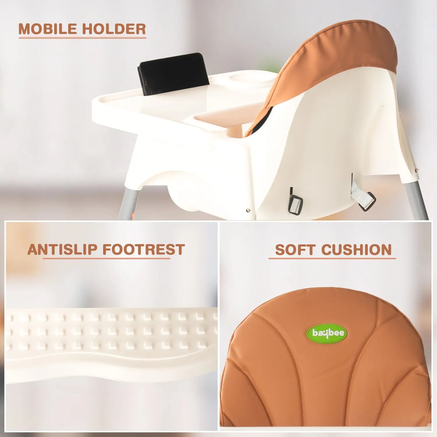Baybee Clento 2 in 1 Baby High Chair for Kids with 2 Height Adjustable, 3 Point Safety Belt - Image 33
