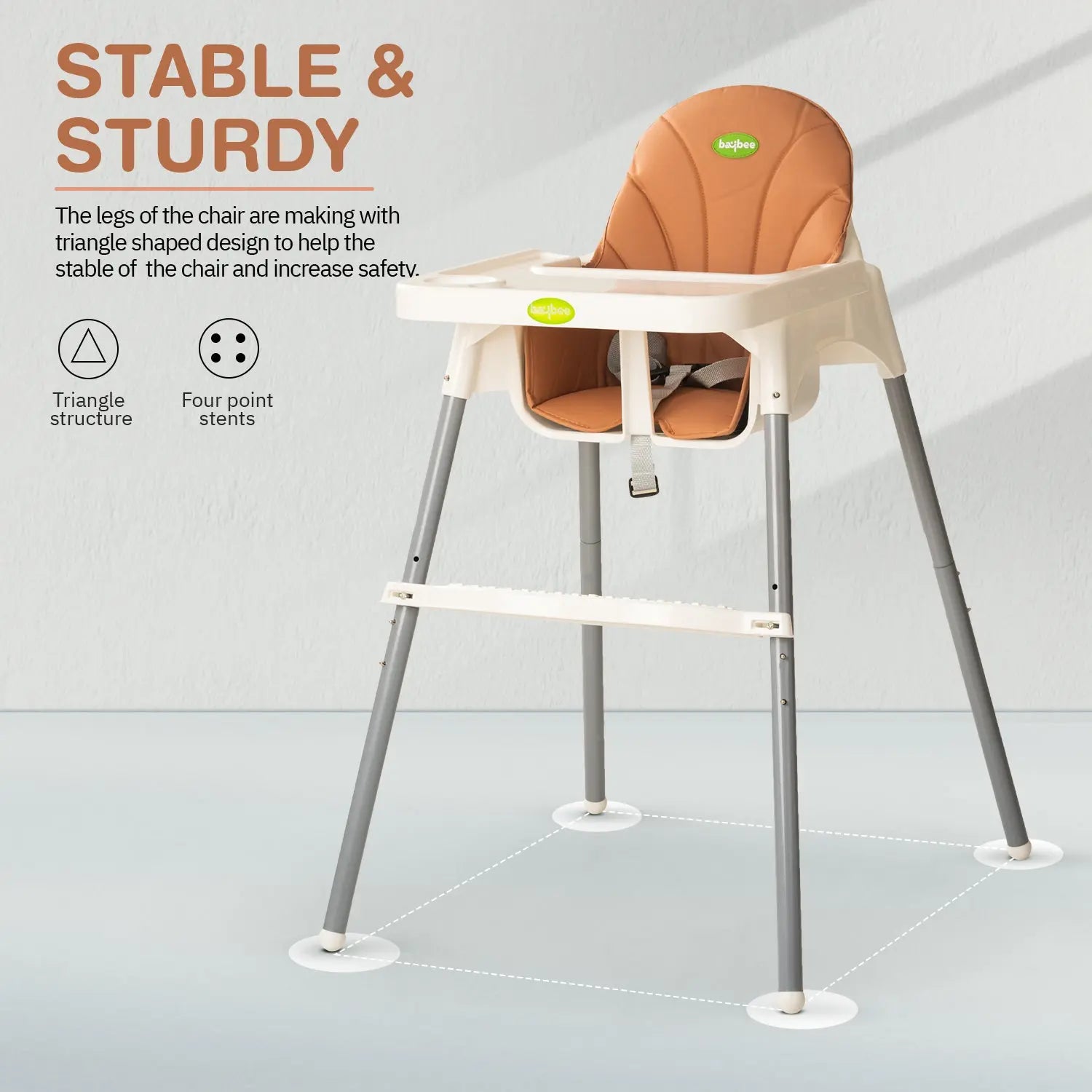 Baybee Clento 2 in 1 Baby High Chair for Kids with 2 Height Adjustable, 3 Point Safety Belt - Image 35