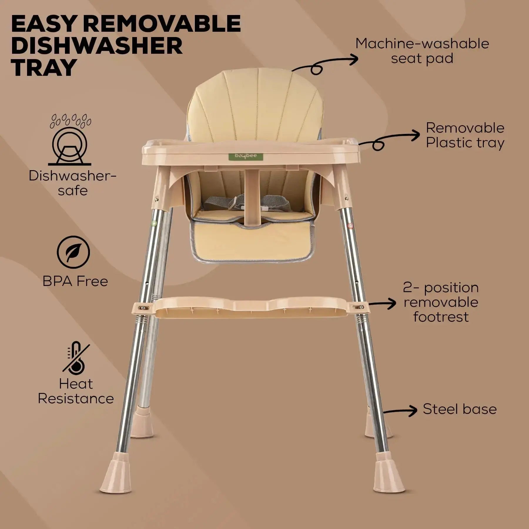 Baybee Invictus Convertible High Chair for kids - Image 4