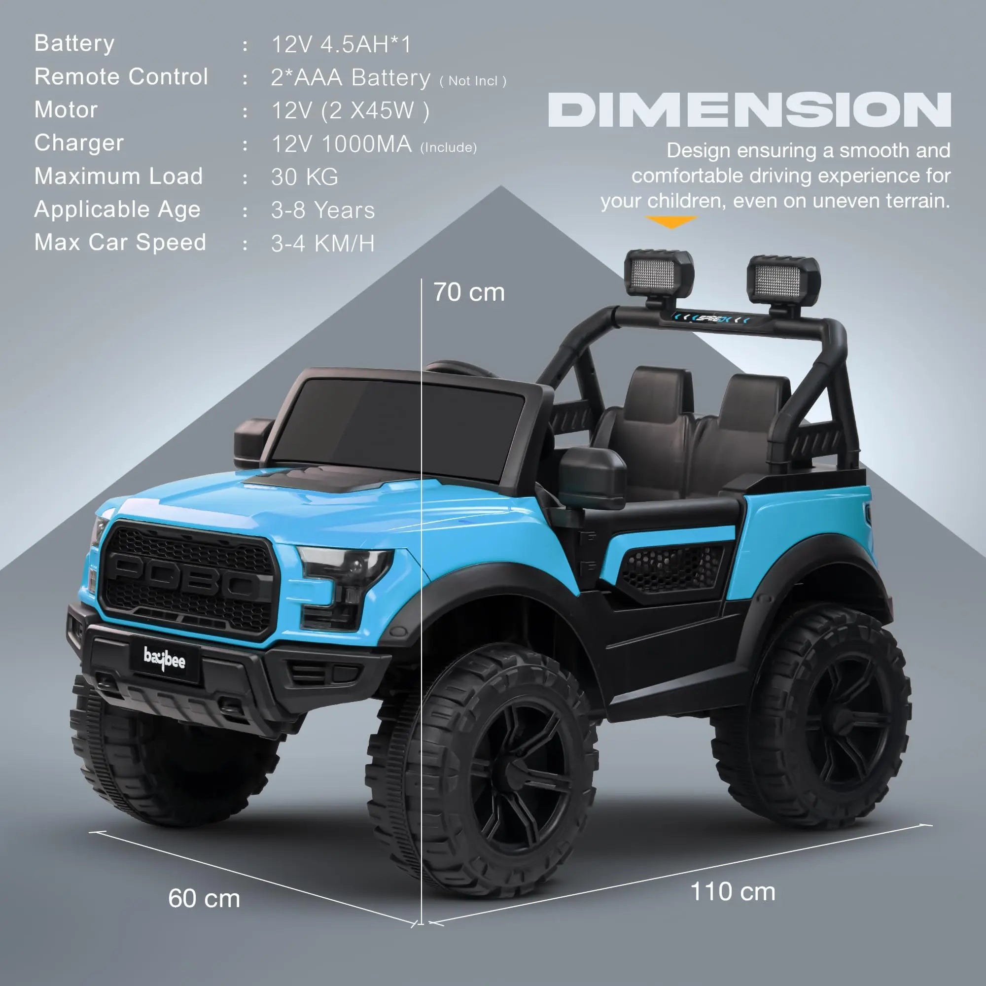 Baybee Bronco Battery Operated Jeep for Kids RGB Windshield Light & Music - Image 63