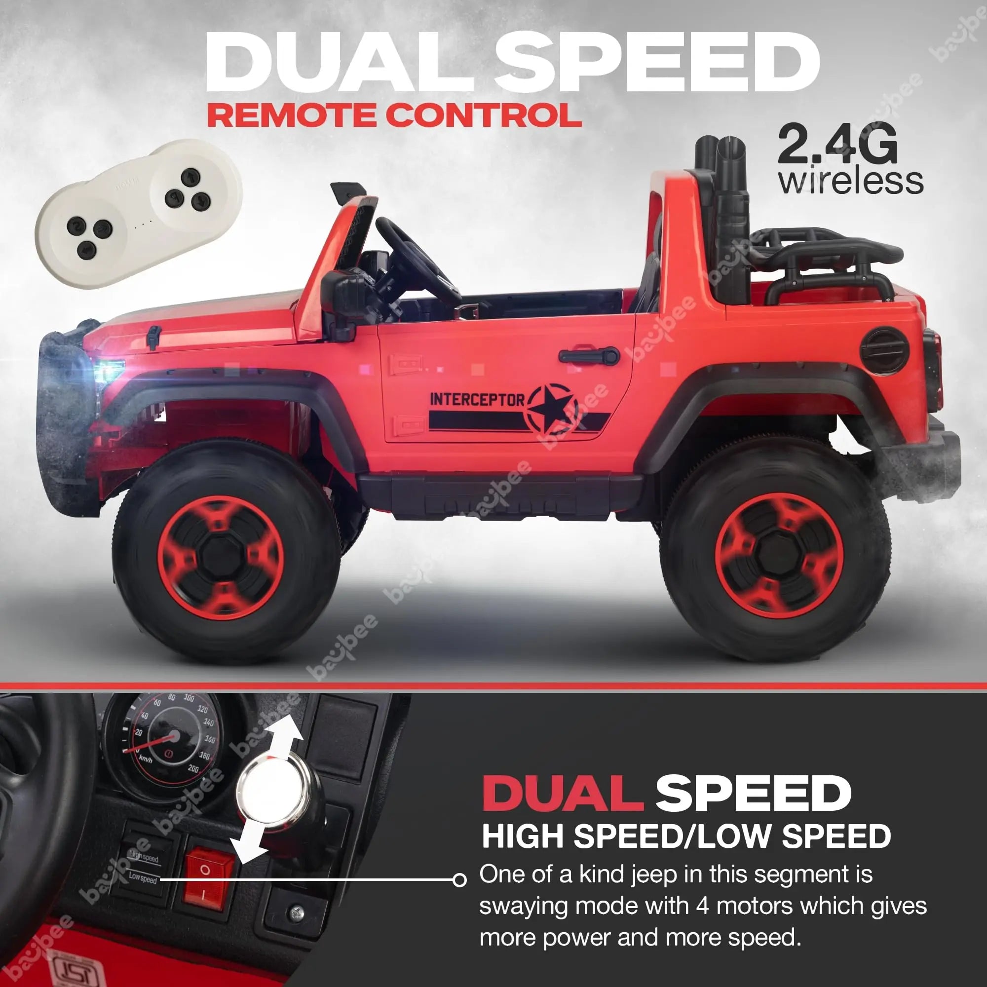 Baybee Rampage Rechargeable Battery Operated Jeep for Kids, Ride on Toy Kids Car - Image 3