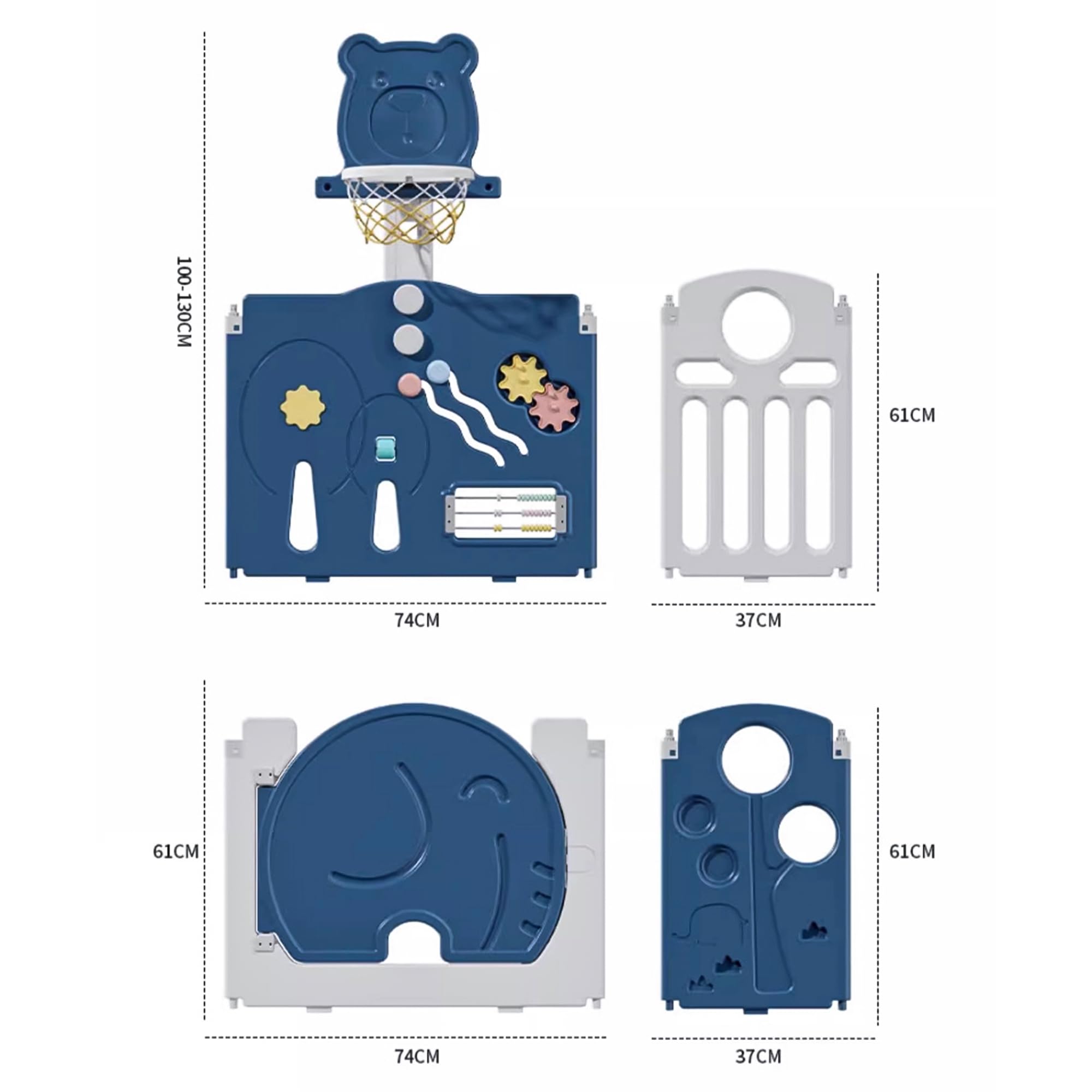 Baybee 2-in-1 Foldable Kids Playpen with Basketball Set & Sensory Toys Baby Play Yard with Safety Lock for 0-5 Years (18 Panel) - Image 8