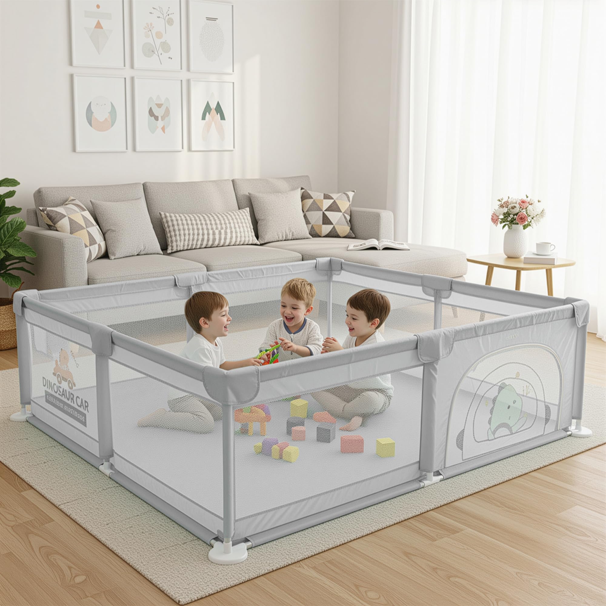 Baybee_JoyHub_Kids_Playpen_for_Babies_Baby_Play_Area_Indoor_01 Baybee JoyHub Kids Playpen for Babies Baby Play Area Indoor Setup with Zipper Door (200 x 180 CM) - Image 1
