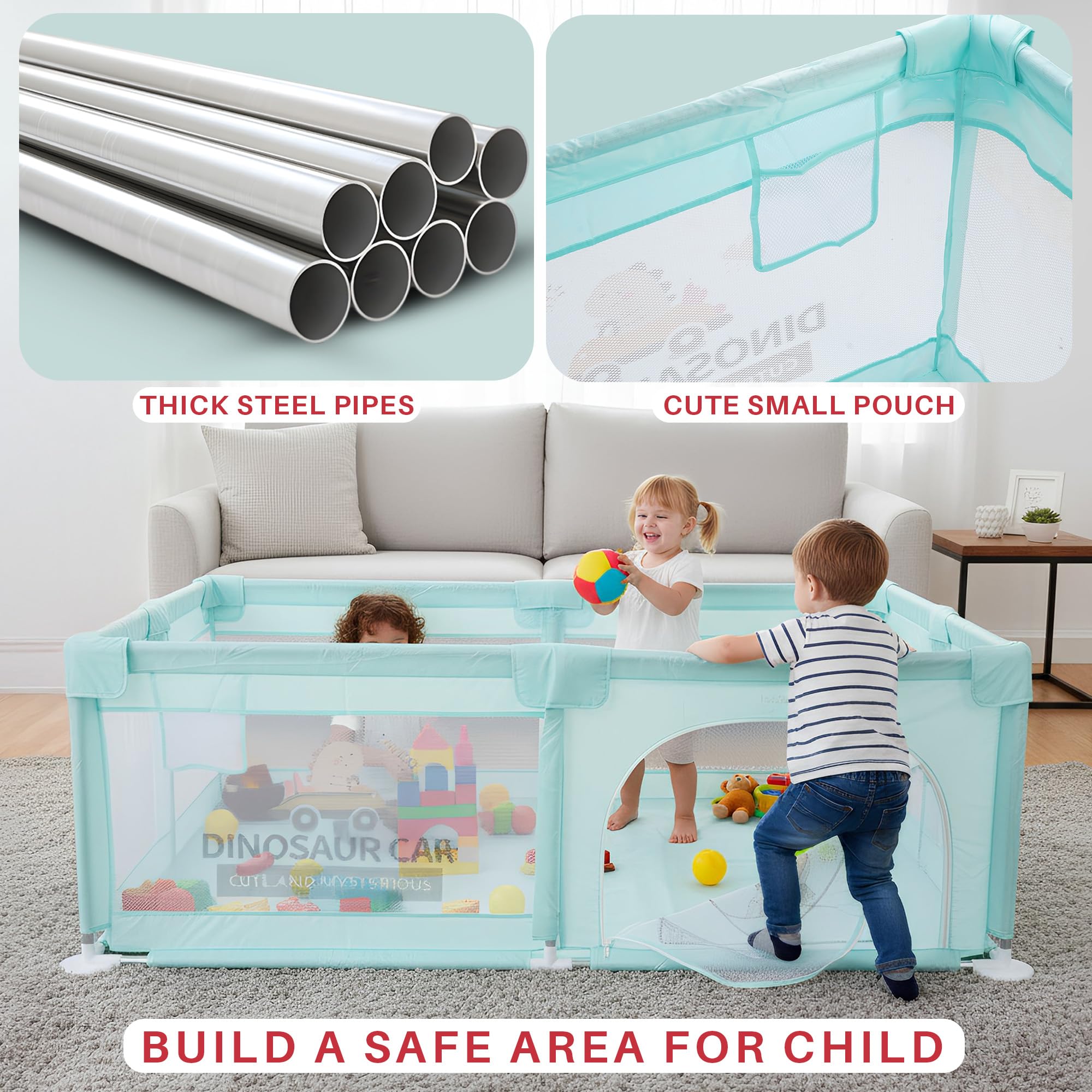Baybee JoyHub Kids Playpen for Babies Baby Play Area Indoor Setup with Zipper Door (200 x 180 CM) - Image 10