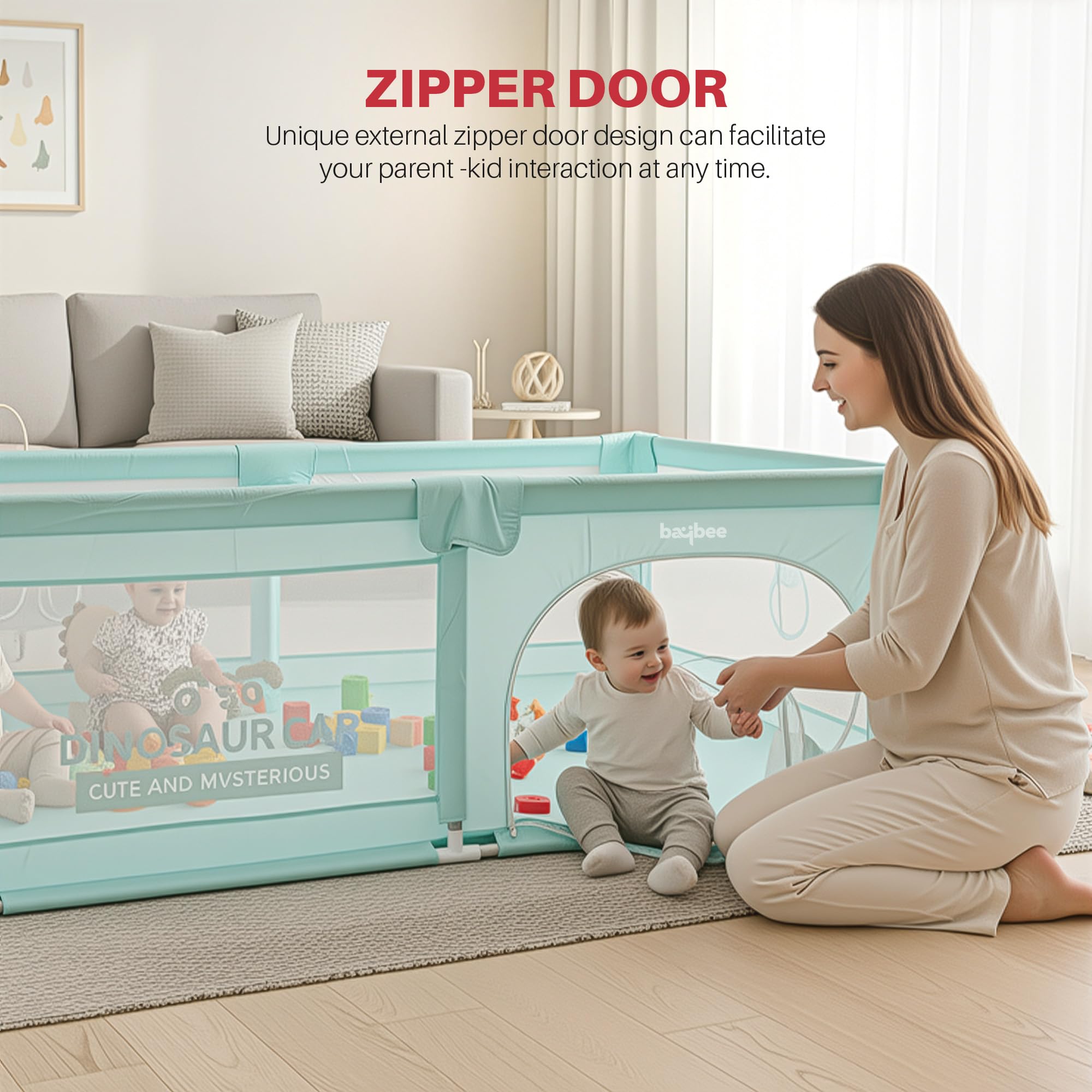 Baybee JoyHub Kids Playpen for Babies Baby Play Area Indoor Setup with Zipper Door (200 x 180 CM) - Image 11