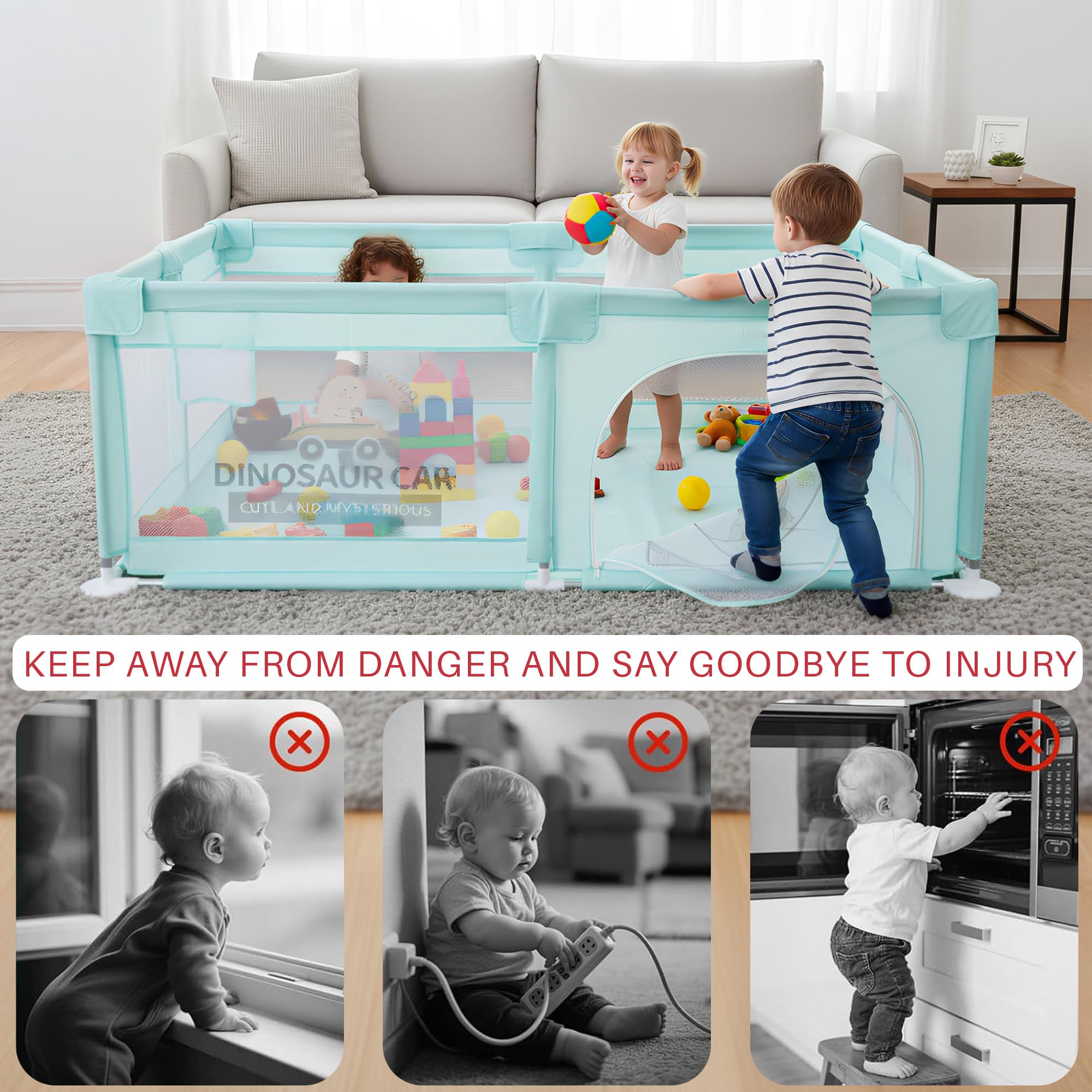 Baybee JoyHub Kids Playpen for Babies Baby Play Area Indoor Setup with Zipper Door (200 x 180 CM) - Image 12