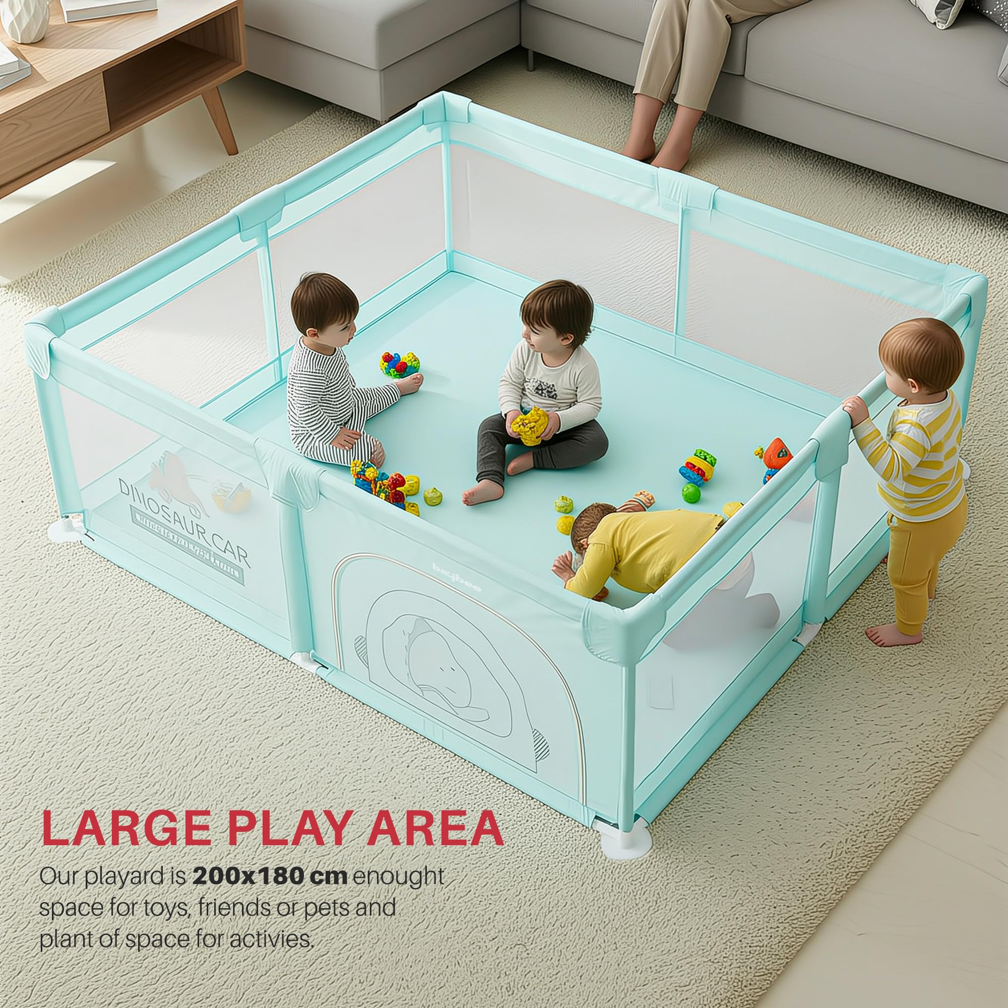 Baybee JoyHub Kids Playpen for Babies Baby Play Area Indoor Setup with Zipper Door (200 x 180 CM) - Image 13