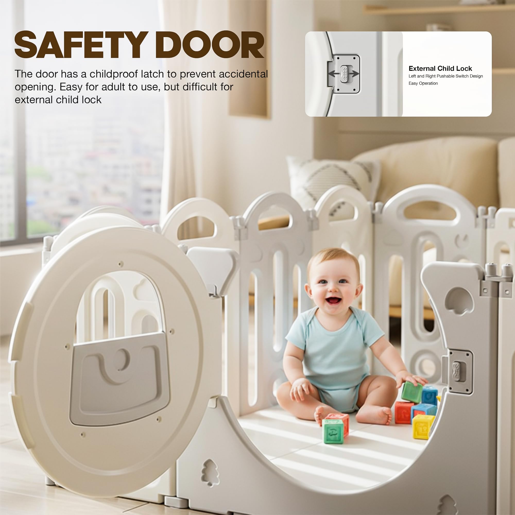 Baybee Kids Playpen for Babies Foldable Baby Play Area Indoor Setup with Basket Ball Hoop (12 Panels) - Image 5