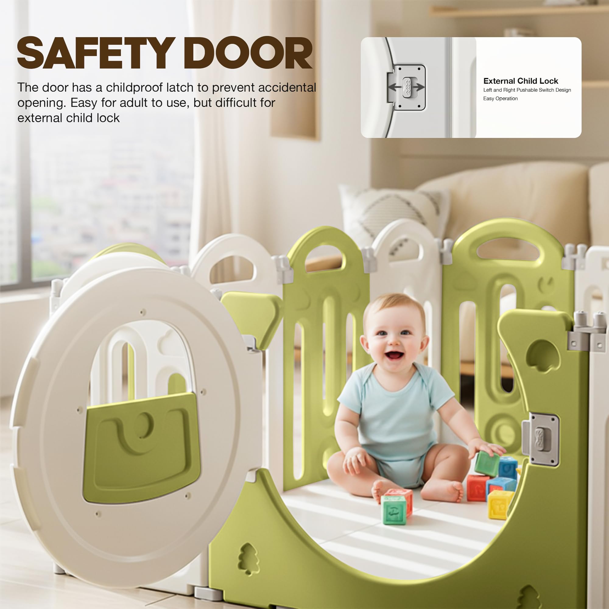 Baybee Kids Playpen for Babies Foldable Baby Play Area Indoor Setup with Basket Ball Hoop (12 Panels) - Image 12