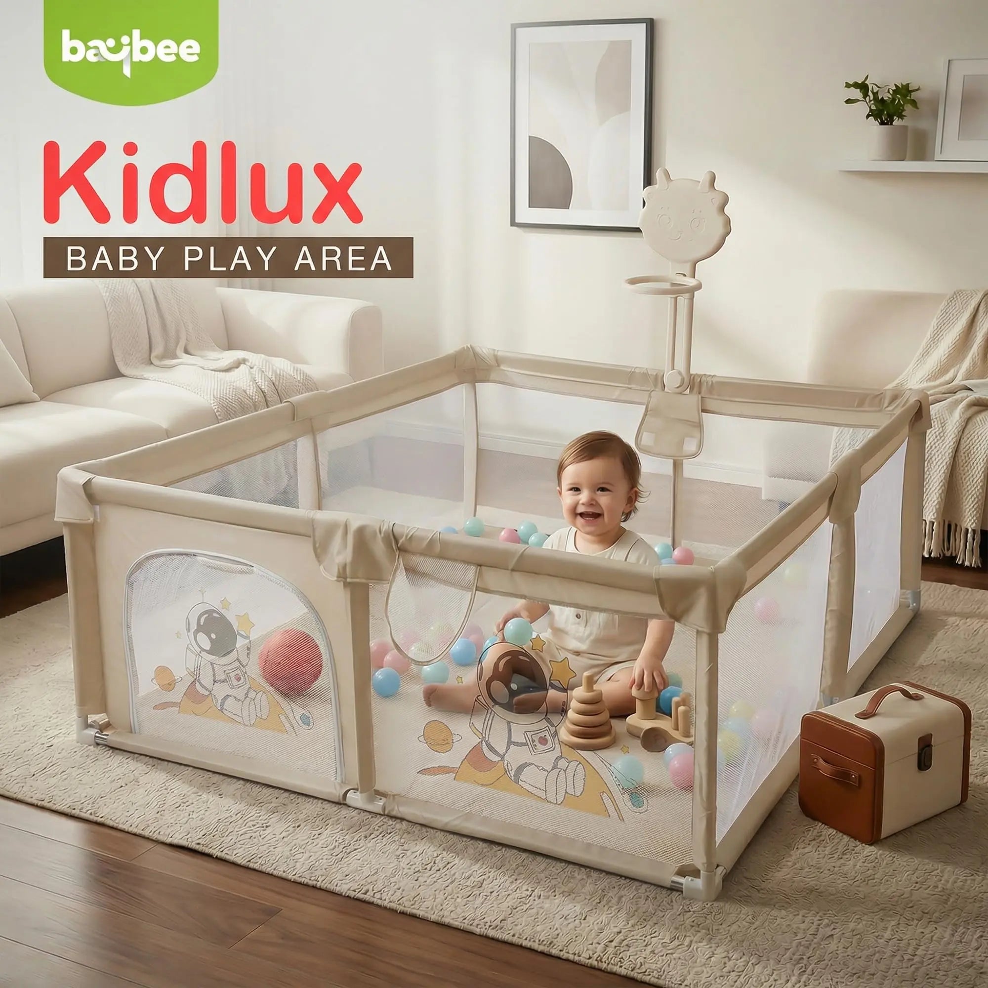 Baybee Kids Playpen for Babies with Basket Ball Hoop (180 x 150 CM) - Image 9