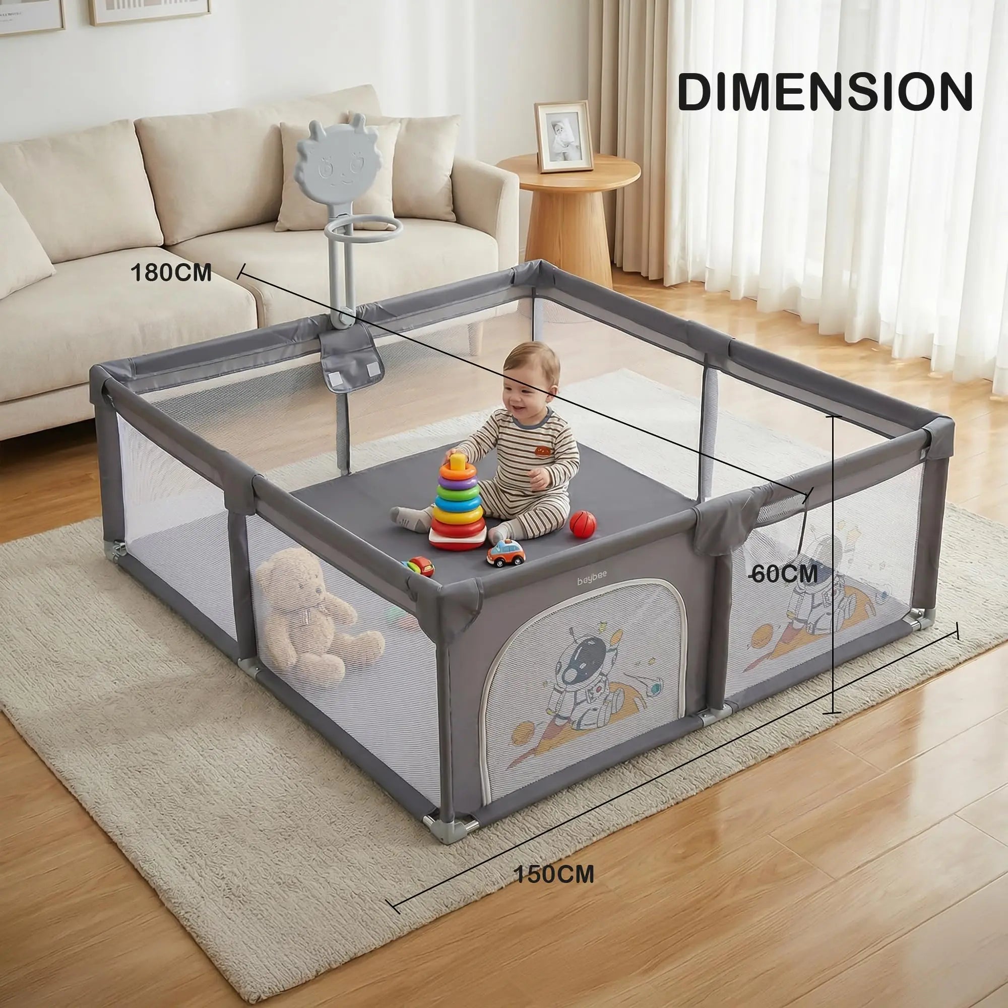 Baybee Kids Playpen for Babies with Basket Ball Hoop (180 x 150 CM) - Image 15