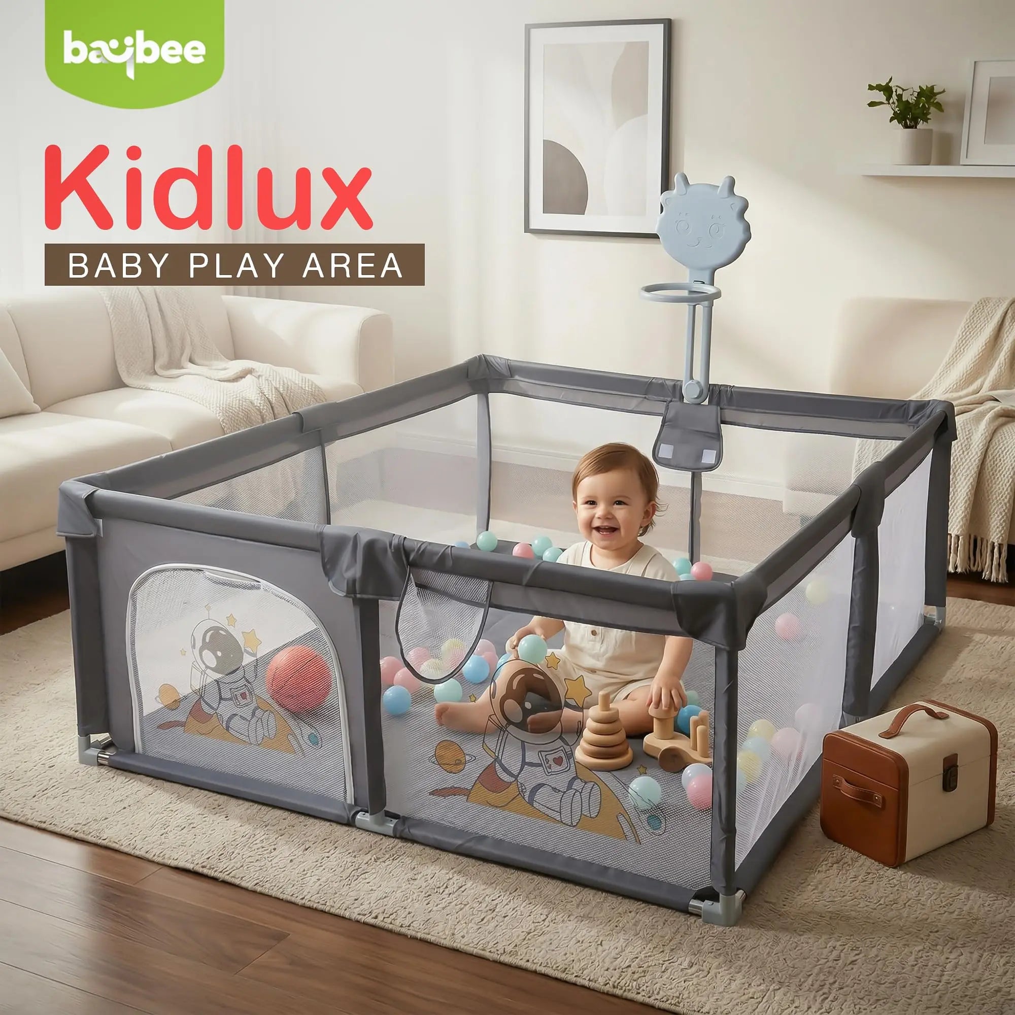 Baybee Kids Playpen for Babies with Basket Ball Hoop (180 x 150 CM) - Image 16