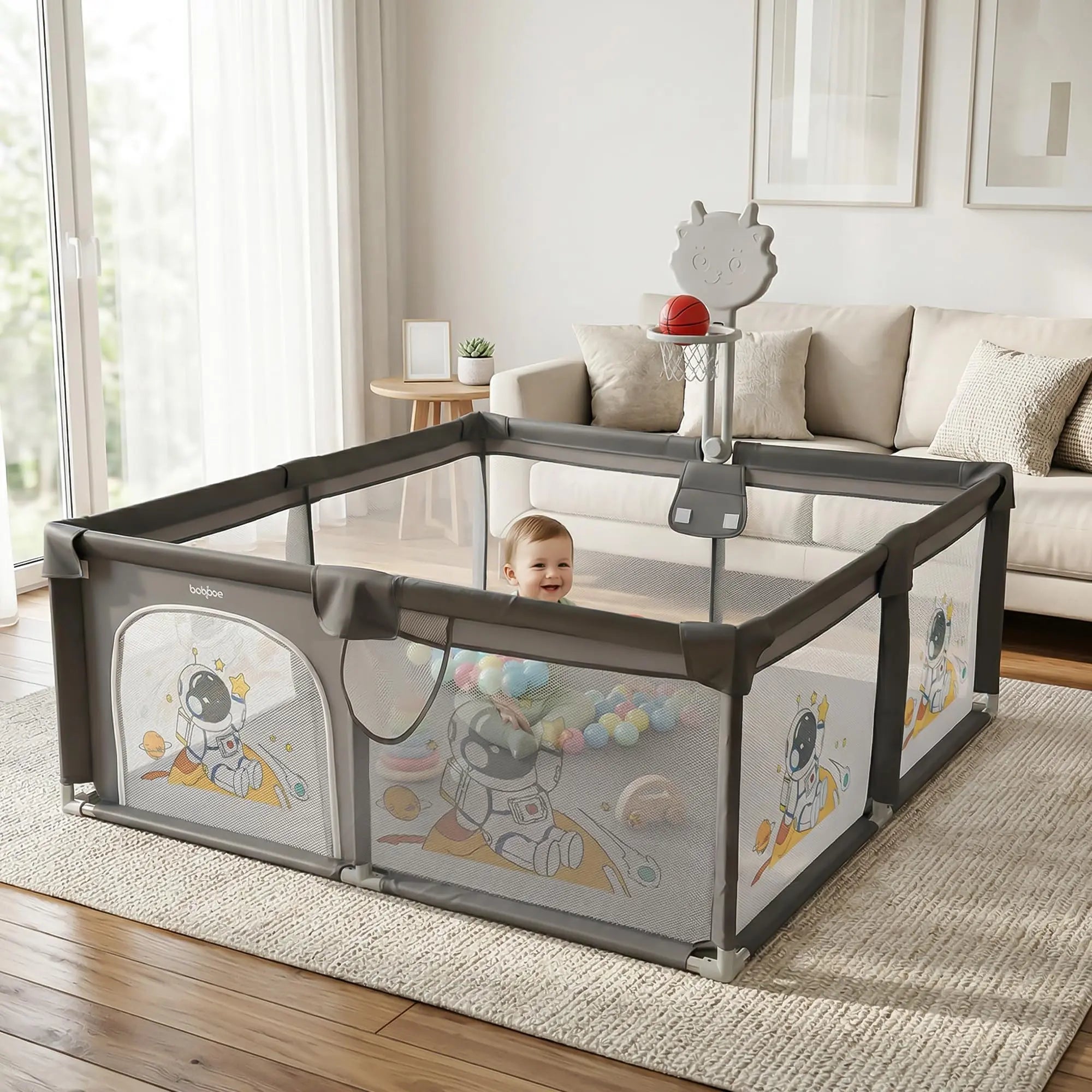 Baybee Kids Playpen for Babies with Basket Ball Hoop (180 x 150 CM) - Image 17