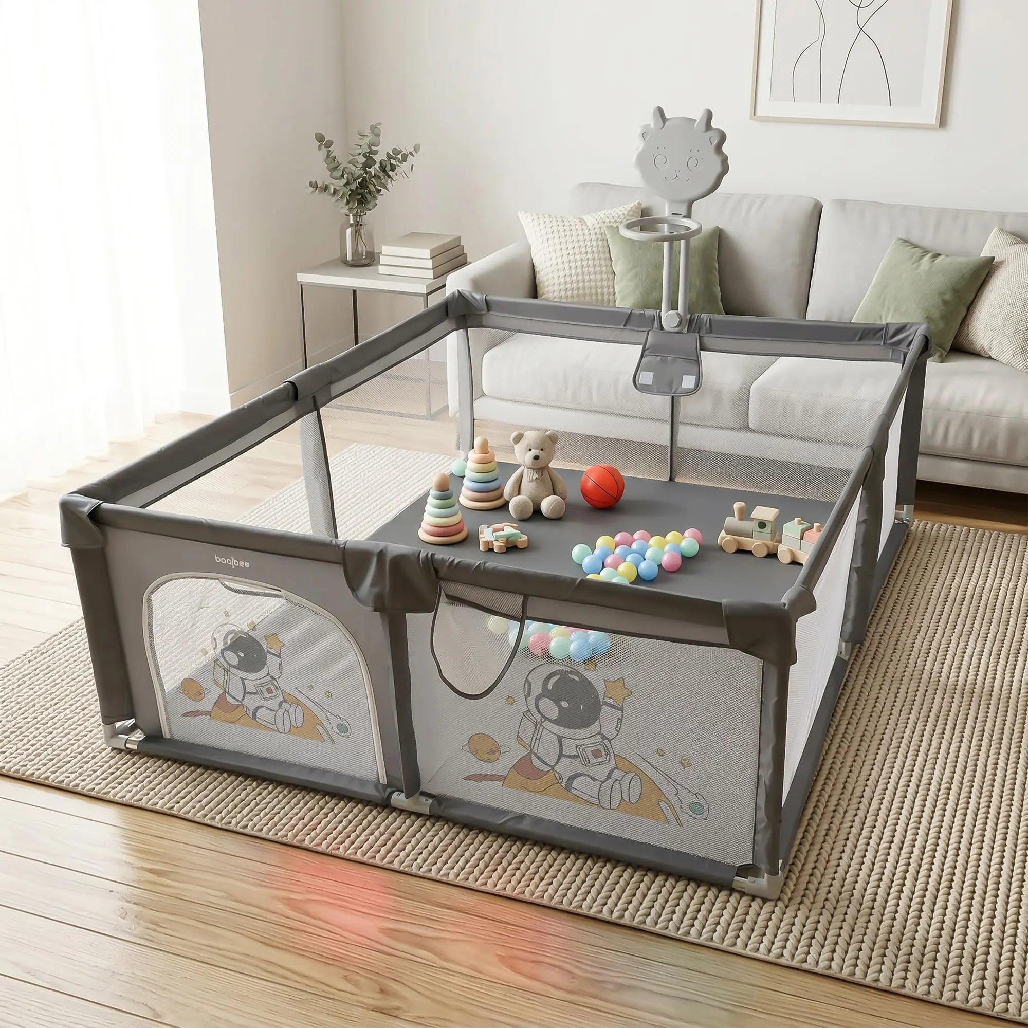 Baybee_Kids_Playpen_for_Babies_with_Basket_Ball_Hoop_200x180_01 Baybee Kids Playpen for Babies with Basket Ball Hoop ( 200x180CM) - Image 1